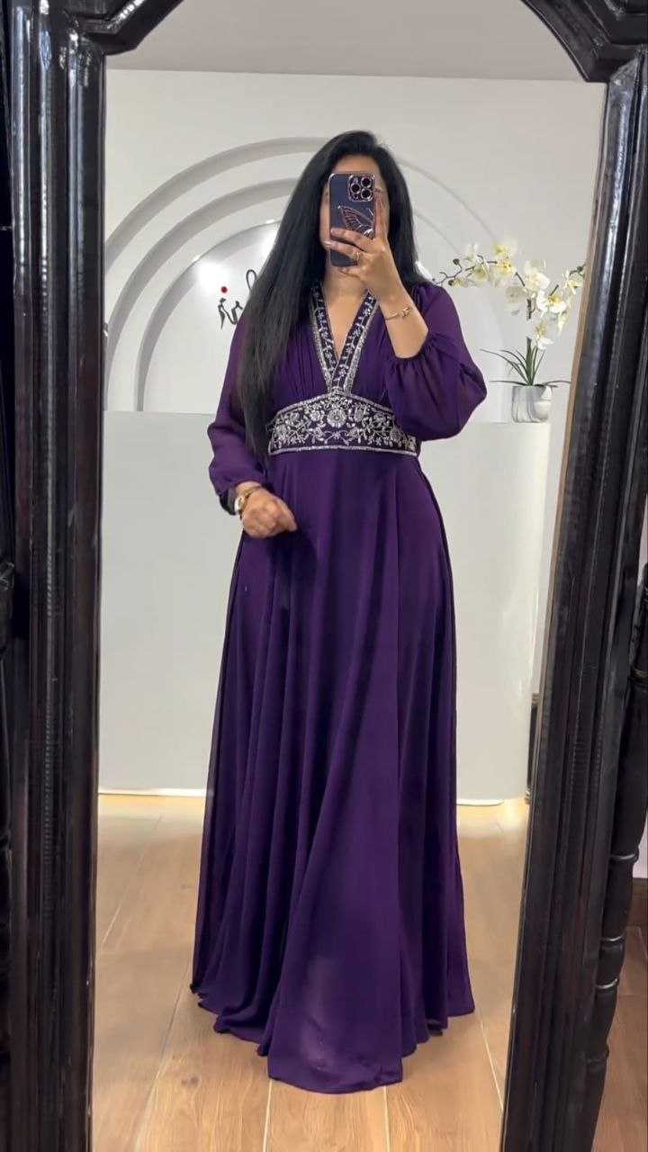 Ynf Faux Georgette KESH167 Gown-adult -4 Gowns Wholesale Embroidered Gown Party Wear Gowns Designer Gowns Manufacturer- Kapda Export
