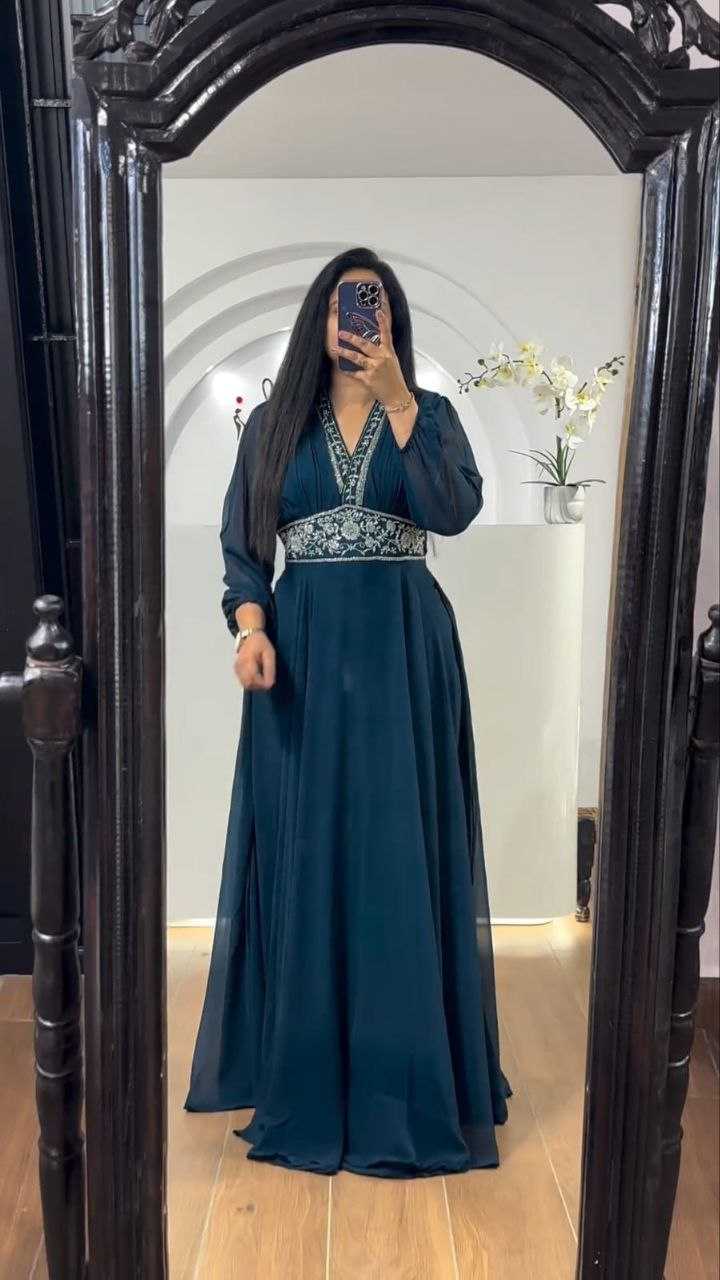 Ynf Faux Georgette KESH167 Gown-adult -4 Gowns Wholesale Embroidered Gown Party Wear Gowns Designer Gowns Manufacturer- Kapda Export