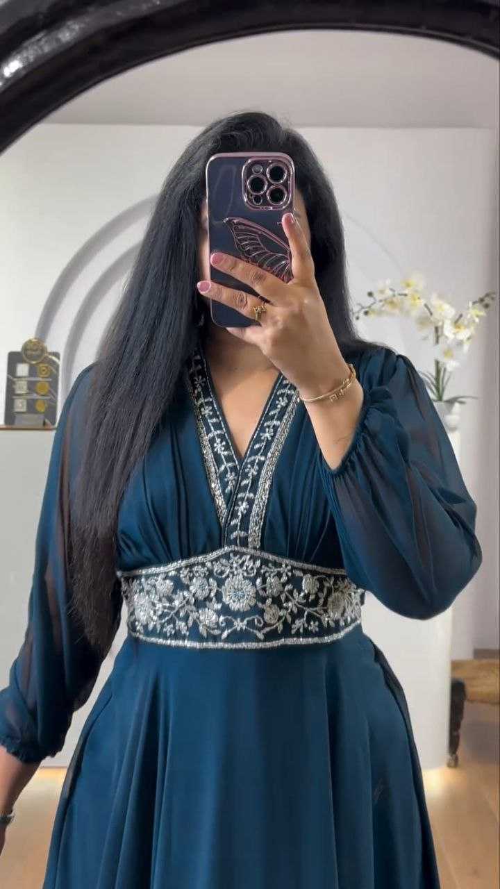 Ynf Faux Georgette KESH167 Gown-adult -4 Gowns Wholesale Embroidered Gown Party Wear Gowns Designer Gowns Manufacturer- Kapda Export