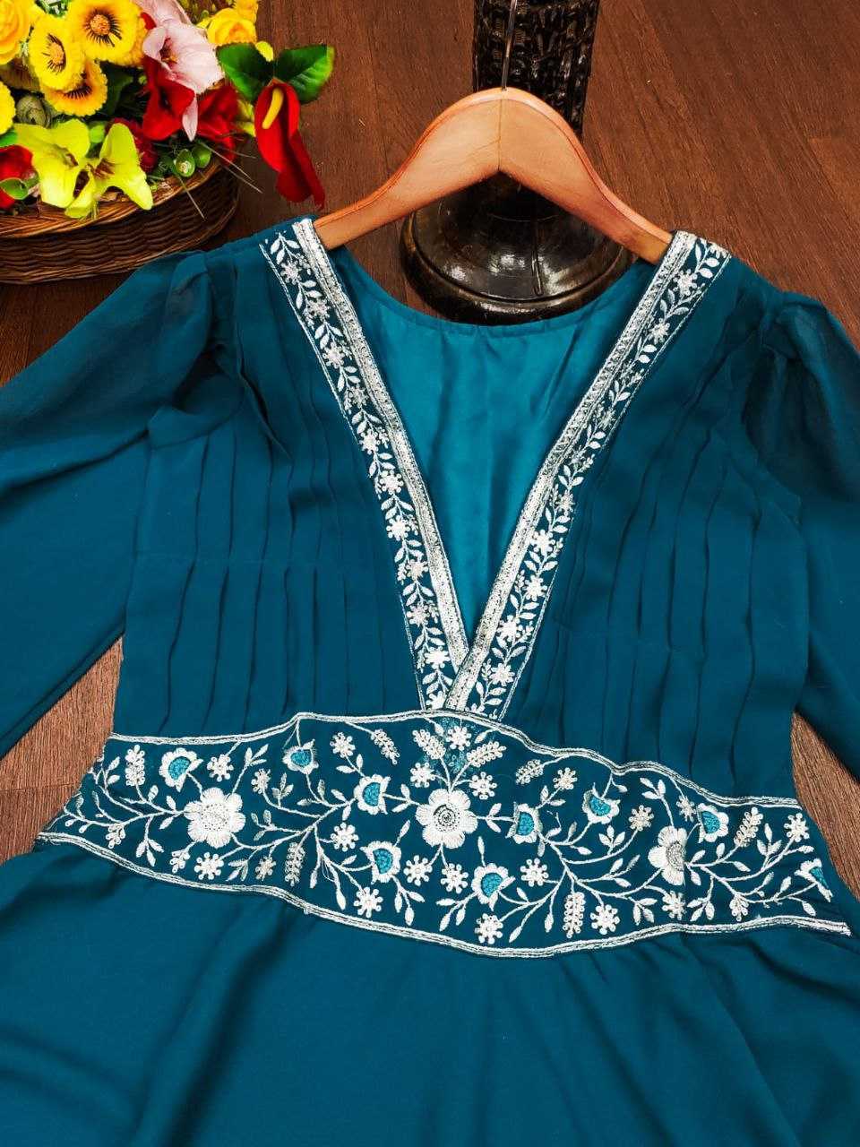 Ynf Faux Georgette KESH167 Gown-adult -4 Gowns Wholesale Embroidered Gown Party Wear Gowns Designer Gowns Manufacturer- Kapda Export