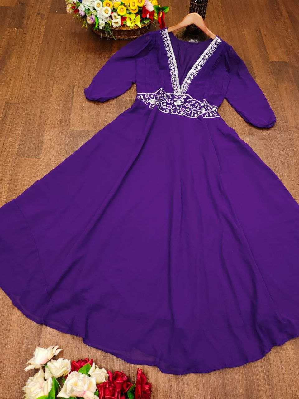 Ynf Faux Georgette KESH167 Gown-adult -4 Gowns Wholesale Embroidered Gown Party Wear Gowns Designer Gowns Manufacturer- Kapda Export