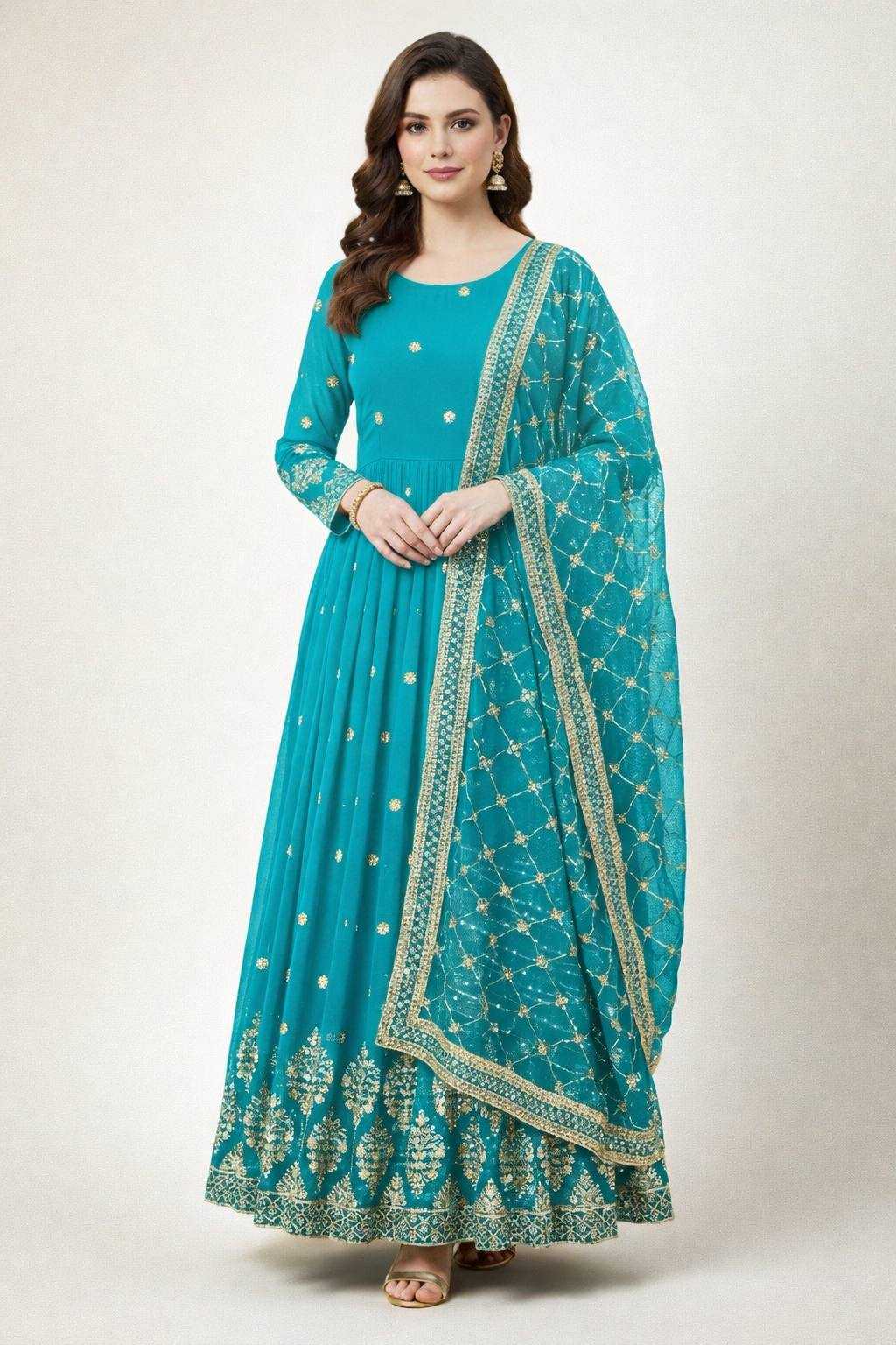 Ynf Faux Georgette KESH499 359 Gowns Wholesale Anarkali Gown Georgette Gown Designer Gowns Manufacturer- Kapda Export