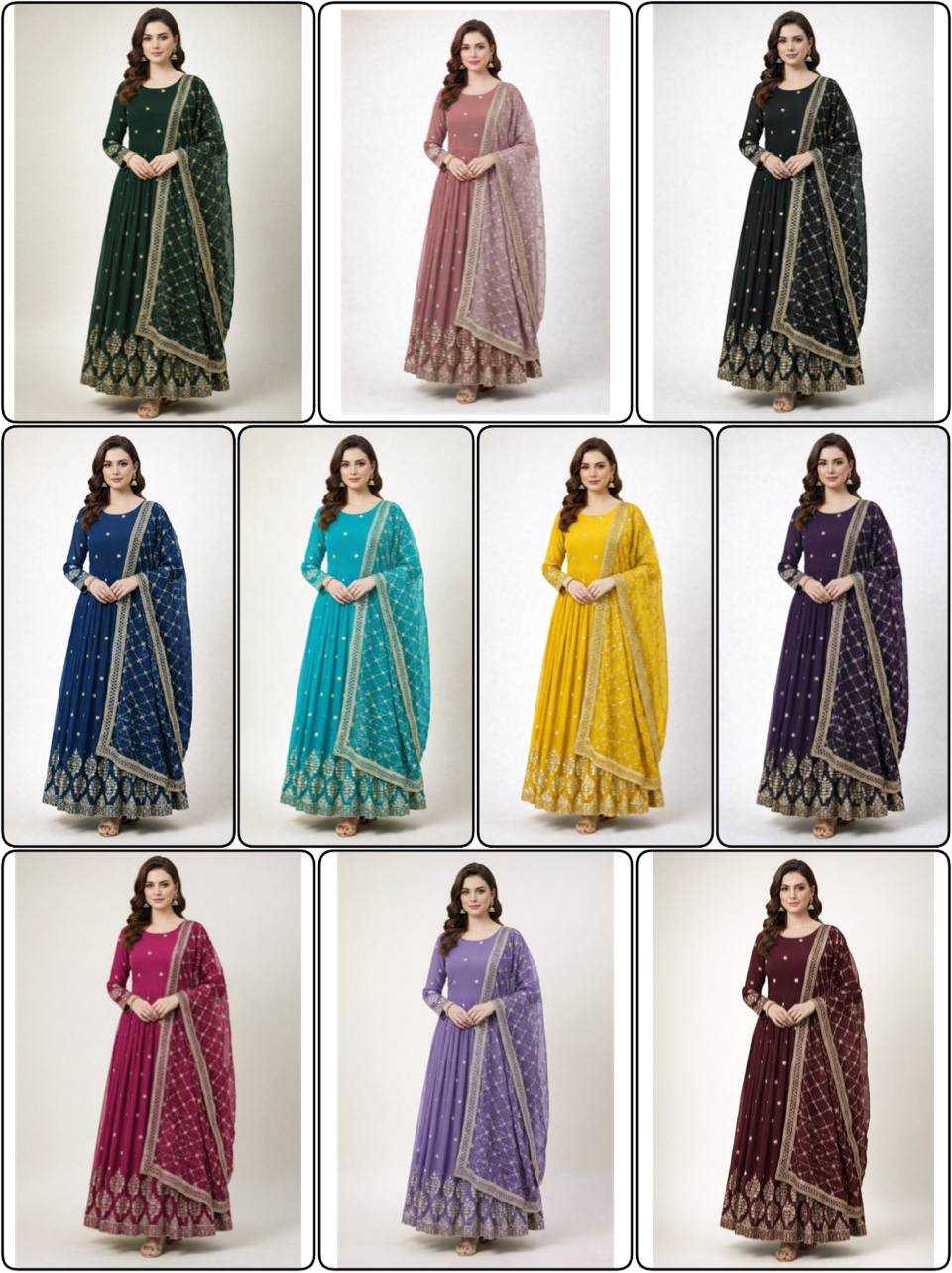 Ynf Faux Georgette KESH499 359 Gowns Wholesale Anarkali Gown Georgette Gown Designer Gowns Manufacturer- Kapda Export