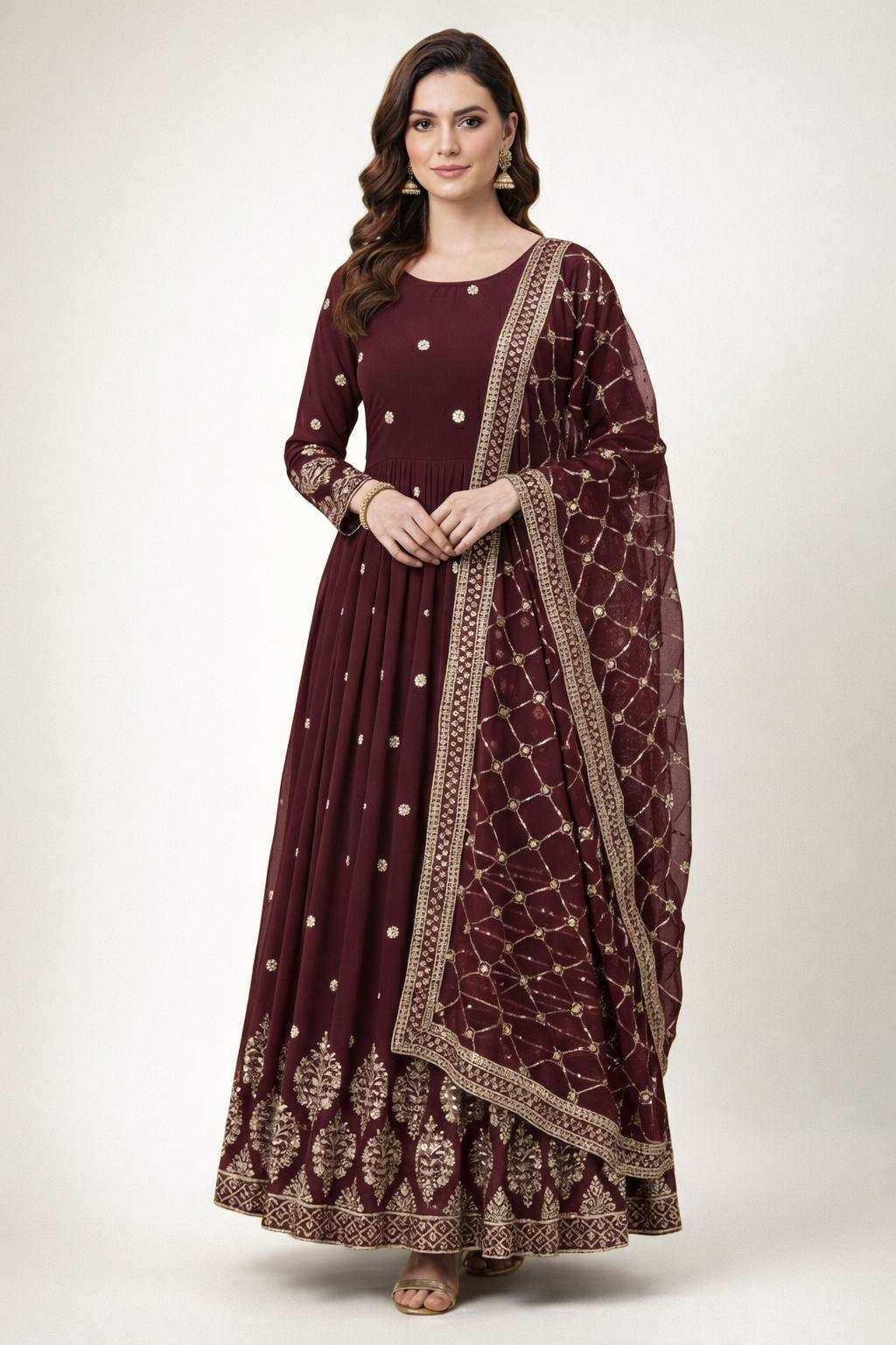 Ynf Faux Georgette KESH499 359 Gowns Wholesale Anarkali Gown Georgette Gown Designer Gowns Manufacturer- Kapda Export