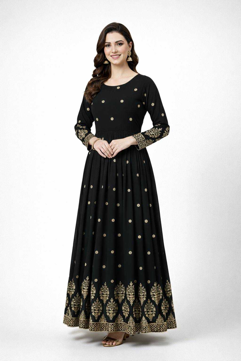 Ynf Faux Georgette KESH499 359 Gowns Wholesale Embroidery Gowns Georgette Gown Designer Gowns Manufacturer- Kapda Export