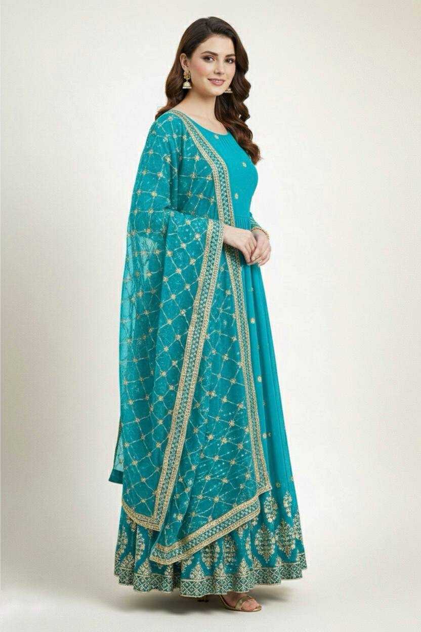 Ynf Faux Georgette KESH499 359 Gowns Wholesale Embroidery Gowns Georgette Gown Designer Gowns Manufacturer- Kapda Export