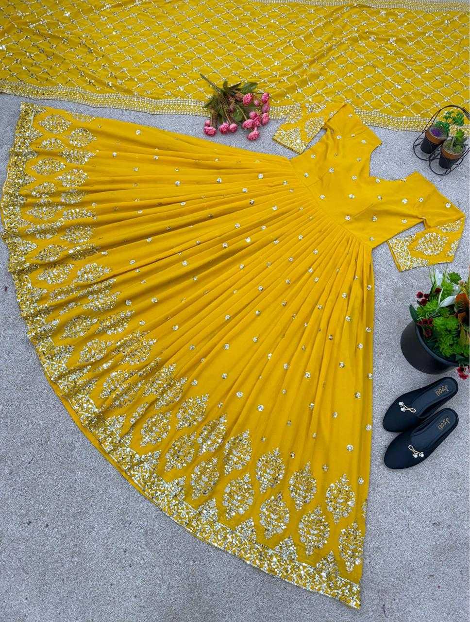 Ynf Faux Georgette KESH499 359 Gowns Wholesale Embroidery Gowns Georgette Gown Designer Gowns Manufacturer- Kapda Export