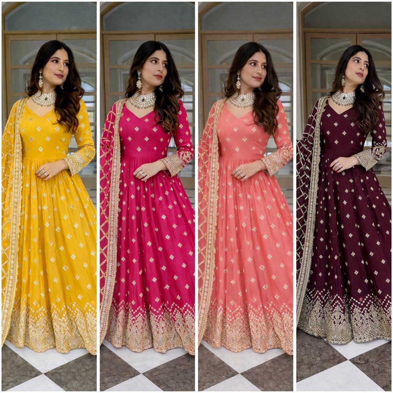 Ynf Faux Georgette KESH506 8030 Gowns Wholesale Evening Gowns Party Wear Gowns Sequin Gowns Manufacturer- Kapda Export