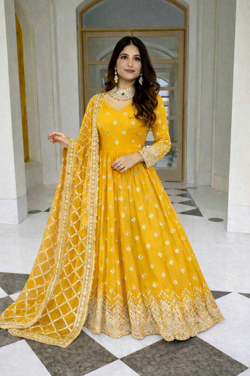 Ynf Faux Georgette KESH506 8030 Gowns Wholesale Evening Gowns Party Wear Gowns Sequin Gowns Manufacturer- Kapda Export