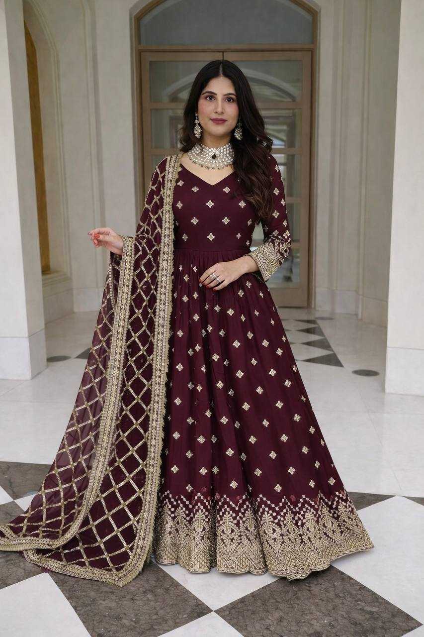 Ynf Faux Georgette KESH506 8030 Gowns Wholesale Evening Gowns Party Wear Gowns Sequin Gowns Manufacturer- Kapda Export