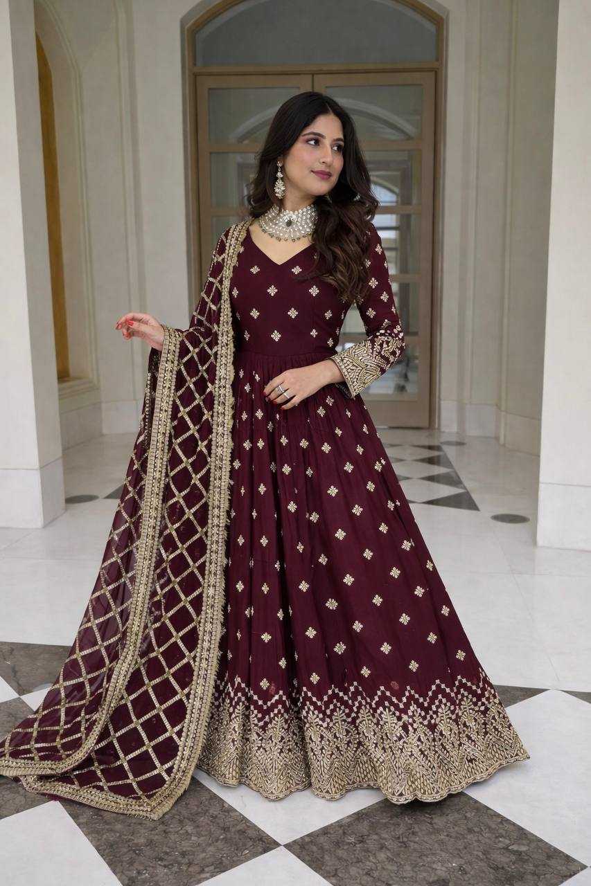 Ynf Faux Georgette KESH506 8030 Gowns Wholesale Evening Gowns Party Wear Gowns Sequin Gowns Manufacturer- Kapda Export