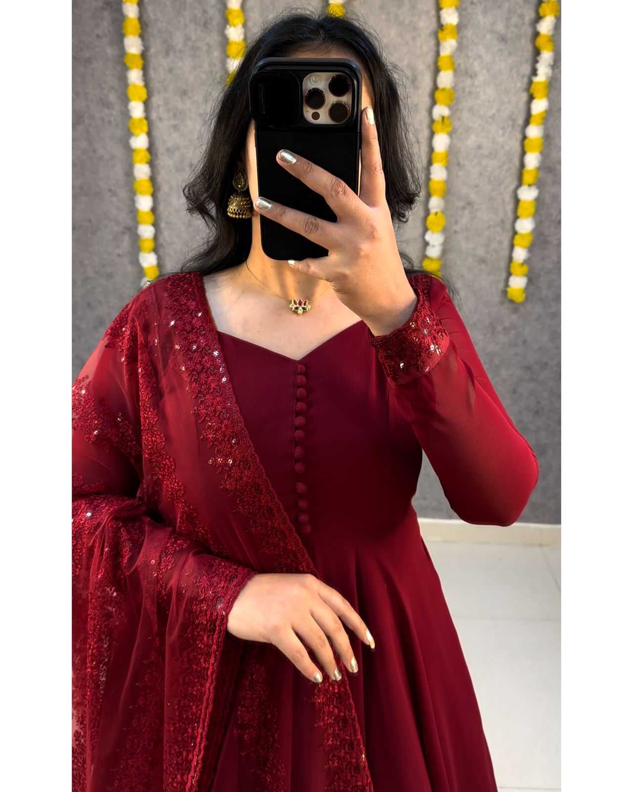 Ynf Faux Georgette KESH599 102 Gowns Festive Collections Plus Size Collections Wholesale Georgette Gown Party Wear Gowns Gown With Dupatta Manufacturer- Kapda Export