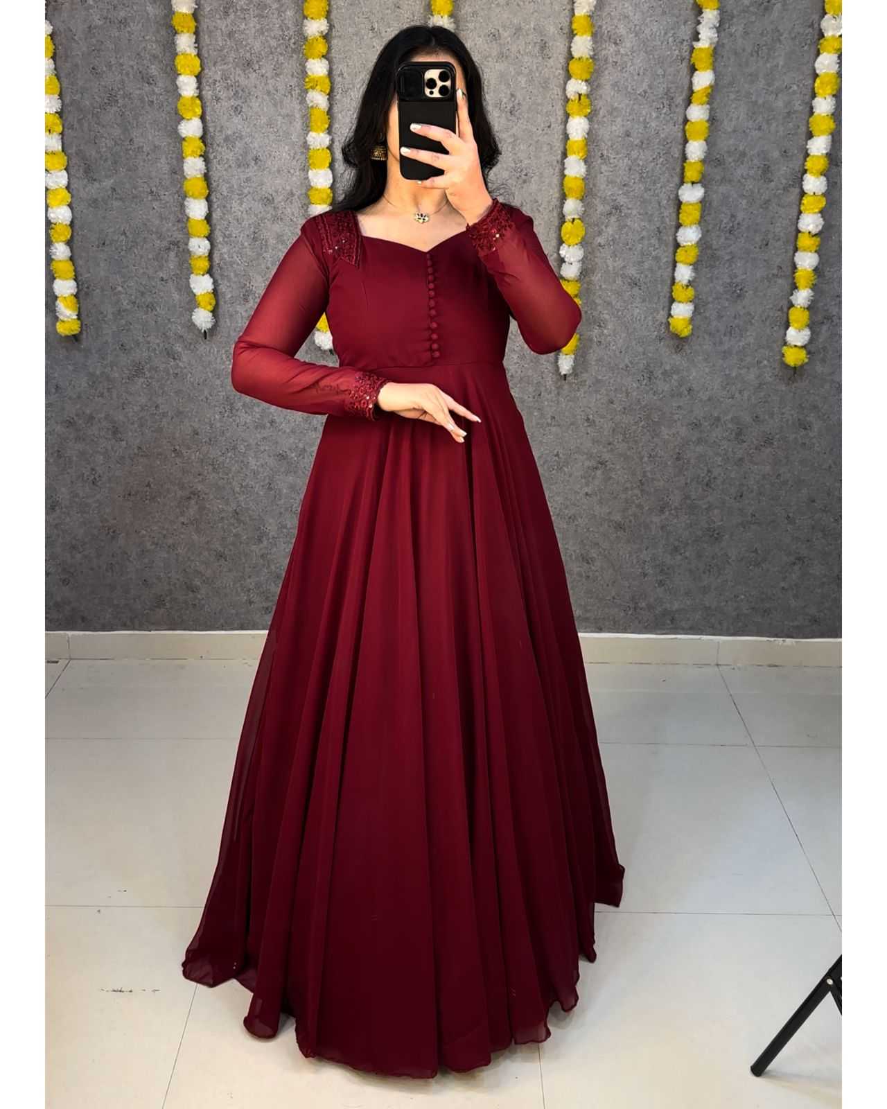 Ynf Faux Georgette KESH599 102 Gowns Festive Collections Plus Size Collections Wholesale Georgette Gown Party Wear Gowns Gown With Dupatta Manufacturer- Kapda Export