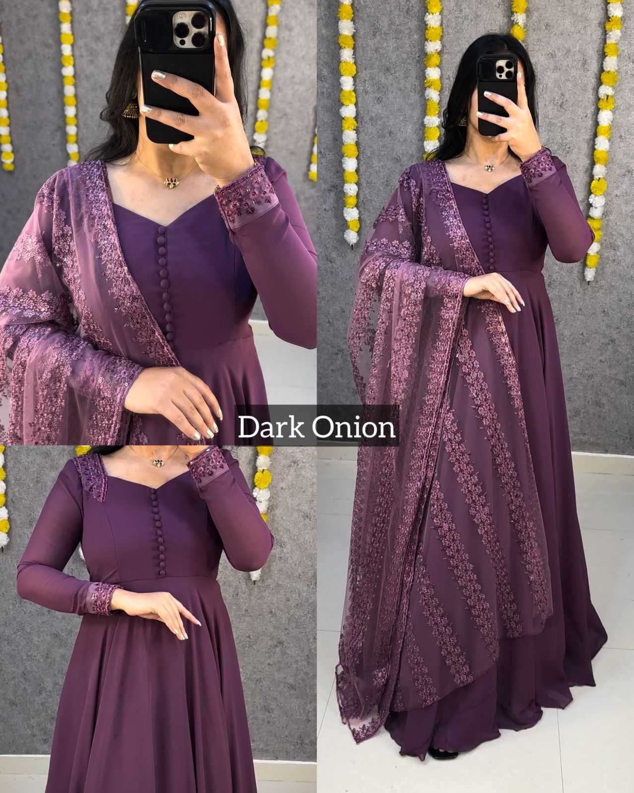 Ynf Faux Georgette KESH599 102 Gowns Festive Collections Plus Size Collections Wholesale Georgette Gown Party Wear Gowns Gown With Dupatta Manufacturer- Kapda Export