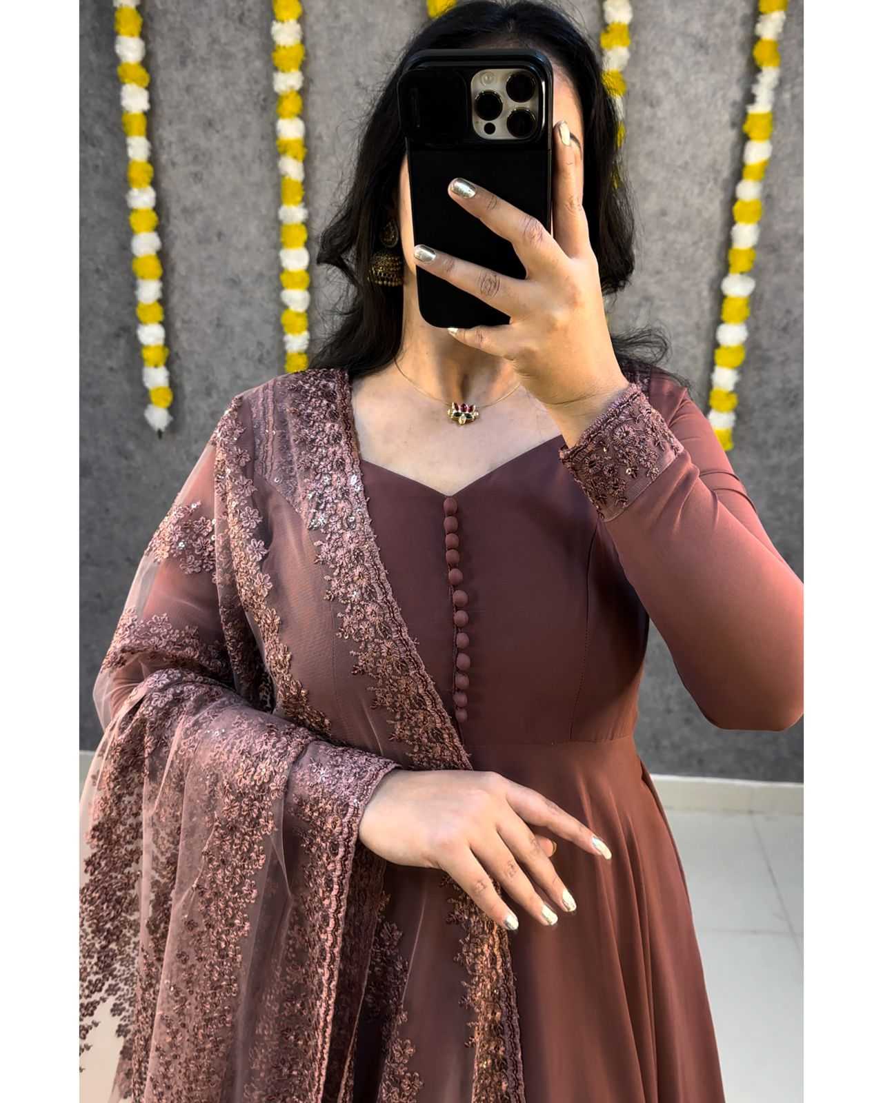 Ynf Faux Georgette KESH599 102 Gowns Festive Collections Plus Size Collections Wholesale Georgette Gown Party Wear Gowns Gown With Dupatta Manufacturer- Kapda Export