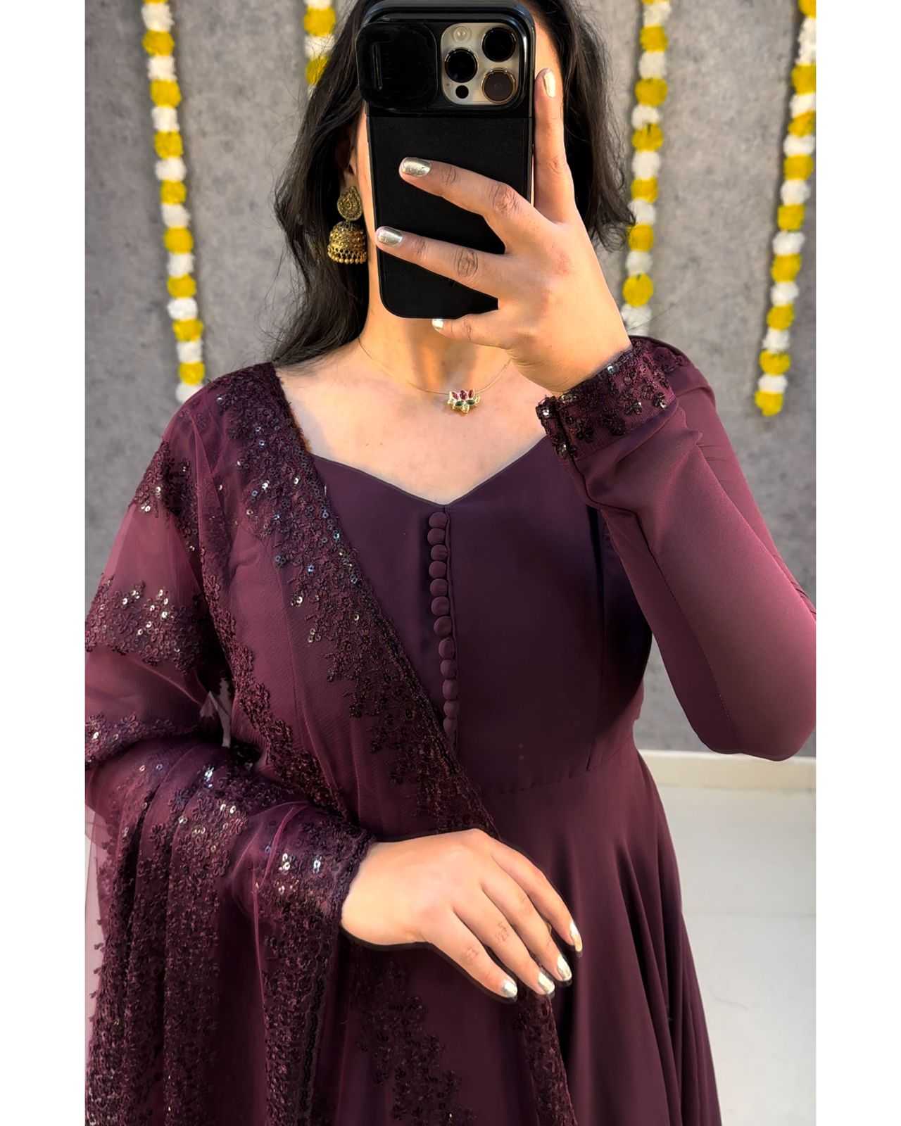 Ynf Faux Georgette KESH599 102 Gowns Festive Collections Plus Size Collections Wholesale Georgette Gown Party Wear Gowns Gown With Dupatta Manufacturer- Kapda Export