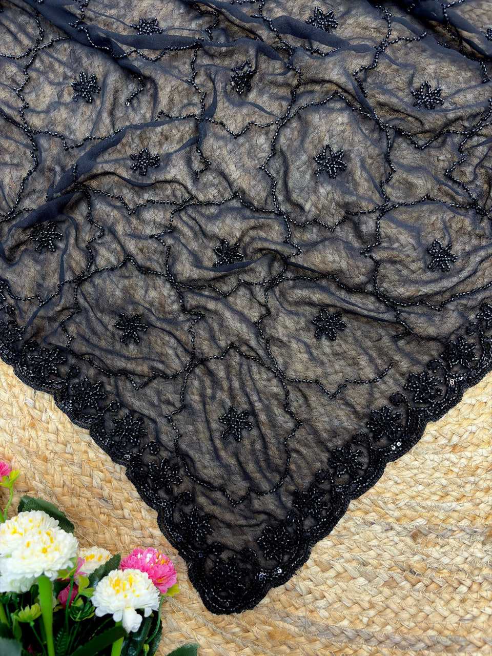 Ynf Faux Georgette KESH600 Ramya Sarees Festive Collections Wholesale Party Wear Sarees Georgette Sarees Black Sarees Manufacturer- Kapda Export