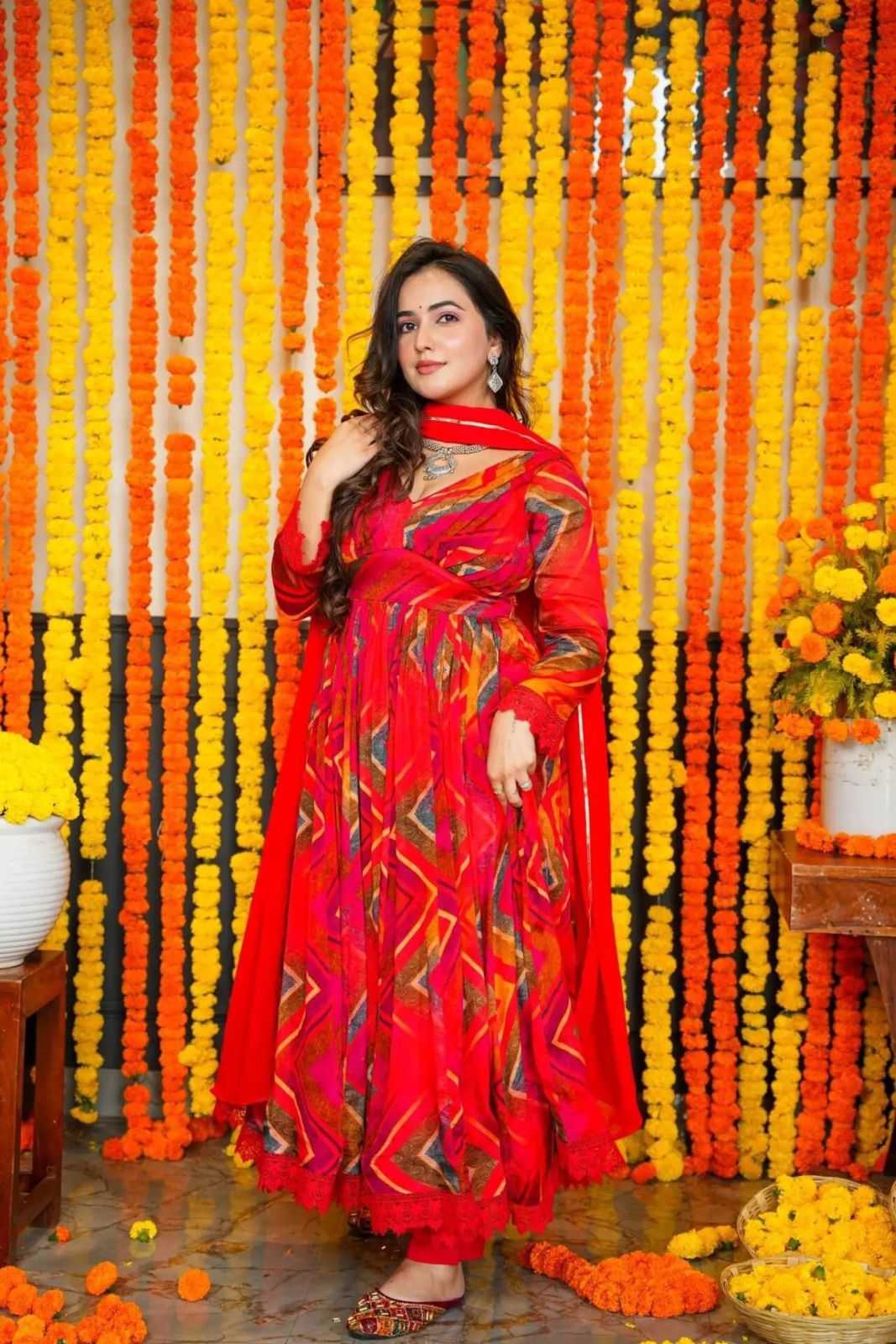 Ynf Faux Georgette KESH730 digital print Gowns Festive Collections Wholesale Printed Gowns Georgette Gown Lace Gowns Manufacturer- Kapda Export