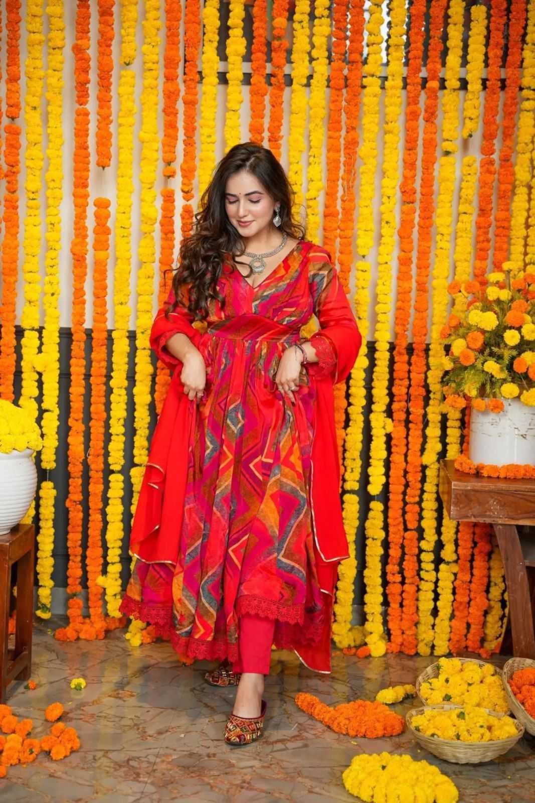 Ynf Faux Georgette KESH730 digital print Gowns Festive Collections Wholesale Printed Gowns Georgette Gown Lace Gowns Manufacturer- Kapda Export