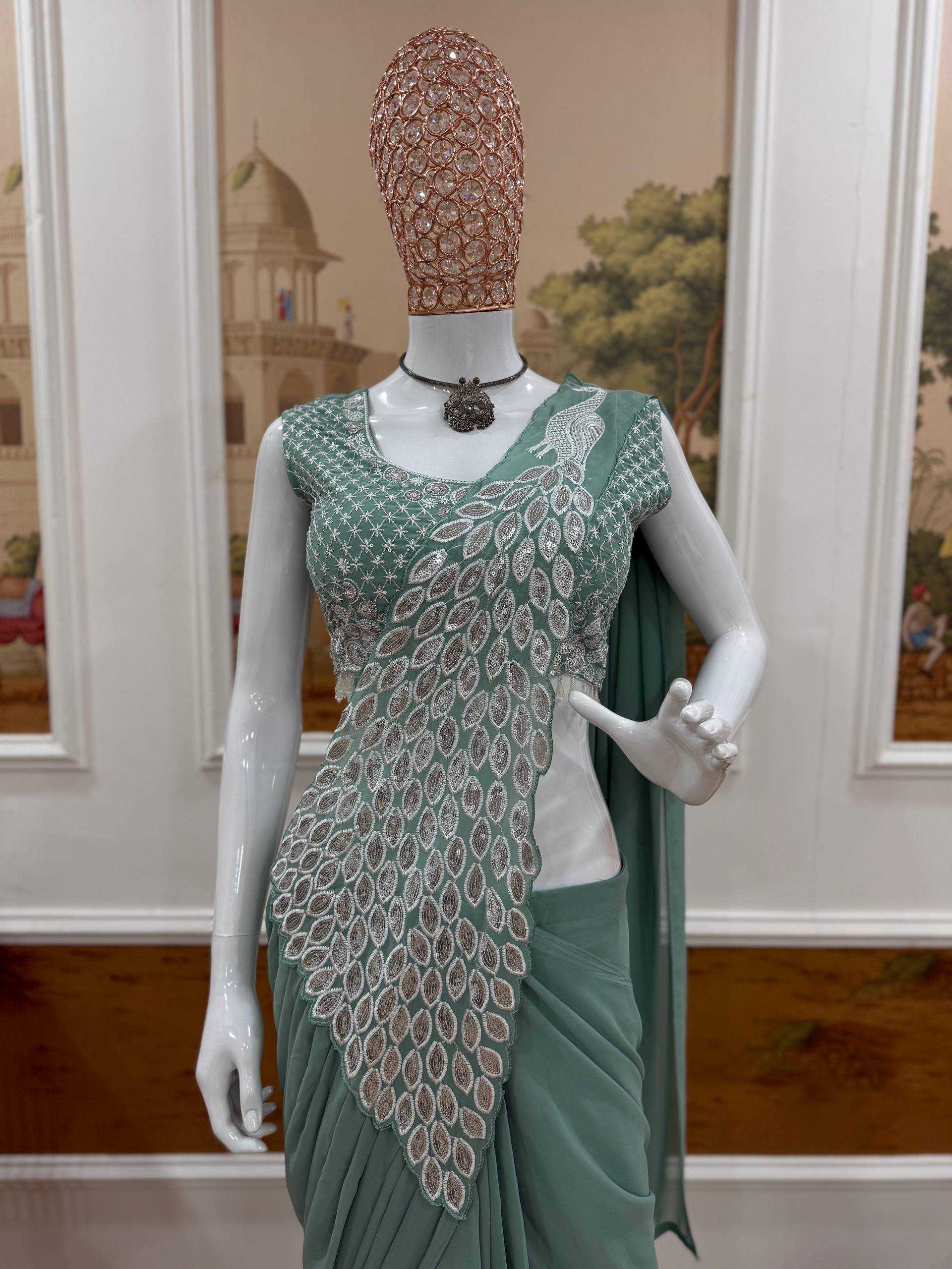 Ynf Faux Georgette RIN215 1165 Sarees Wholesale Ready To Wear Sarees Party Wear Sarees Modern Sarees Manufacturer- Kapda Export