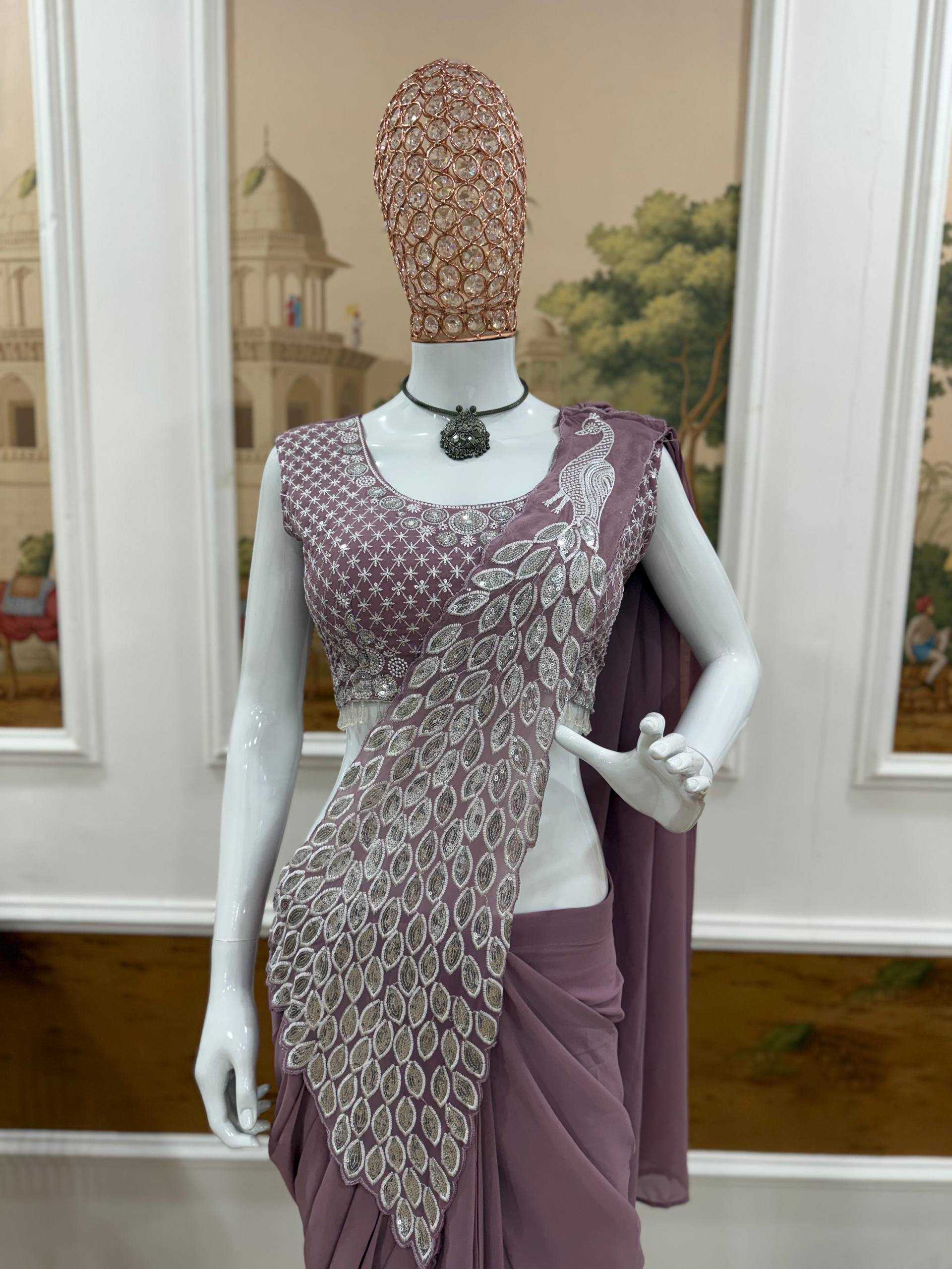 Ynf Faux Georgette RIN215 1165 Sarees Wholesale Ready To Wear Sarees Party Wear Sarees Modern Sarees Manufacturer- Kapda Export