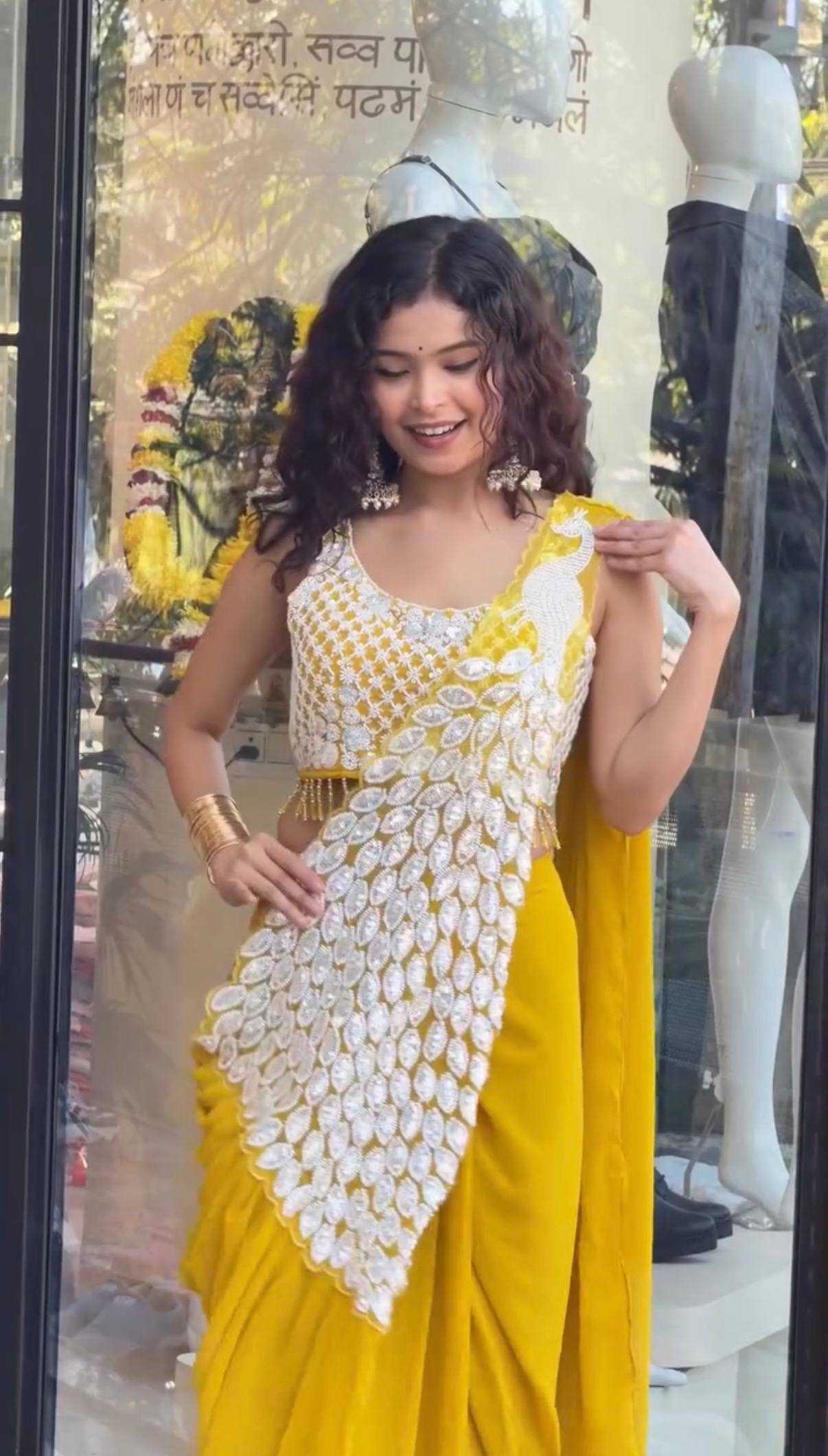 Ynf Faux Georgette RIN215 1165 Sarees Wholesale Ready To Wear Sarees Party Wear Sarees Modern Sarees Manufacturer- Kapda Export