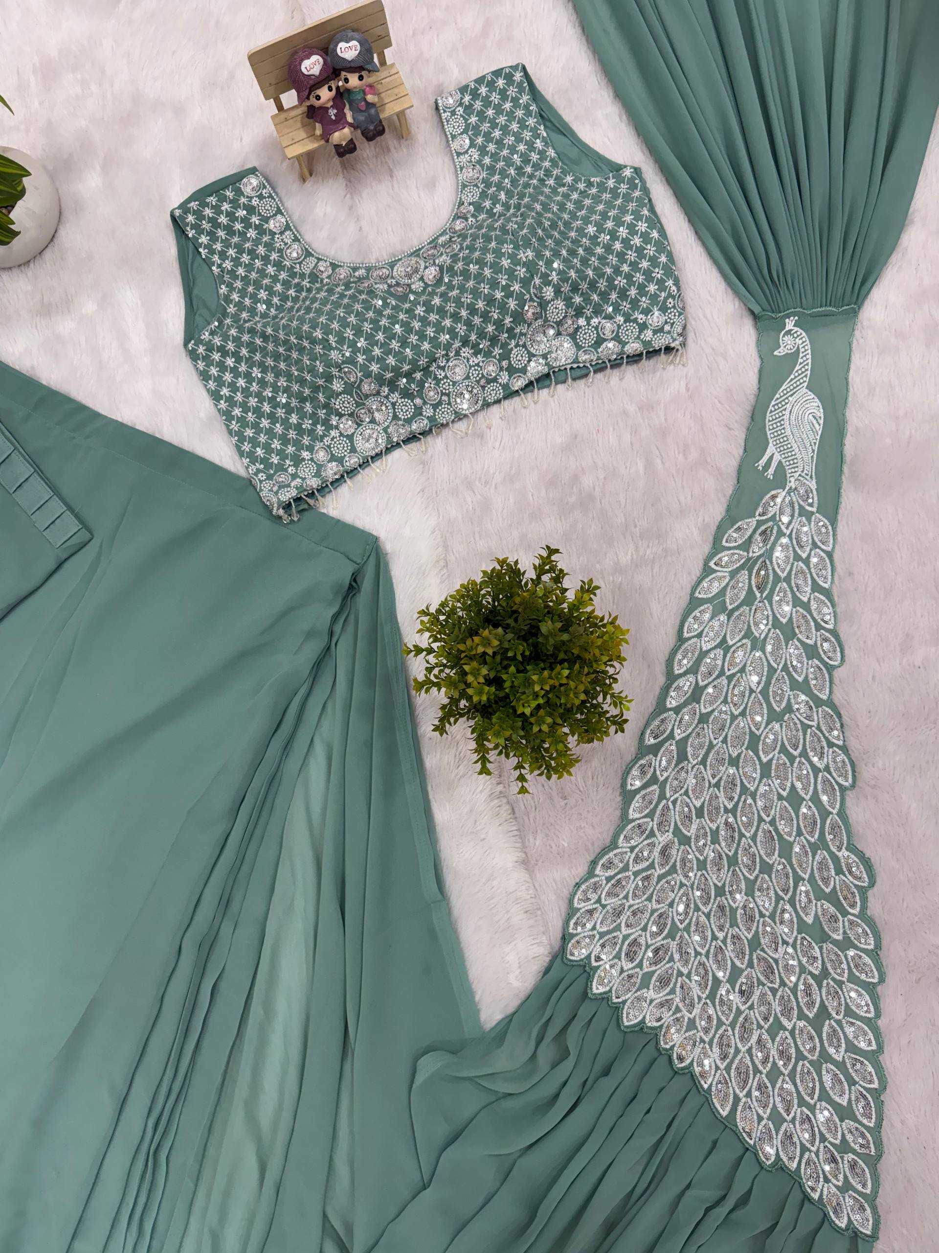 Ynf Faux Georgette RIN215 1165 Sarees Wholesale Ready To Wear Sarees Party Wear Sarees Modern Sarees Manufacturer- Kapda Export