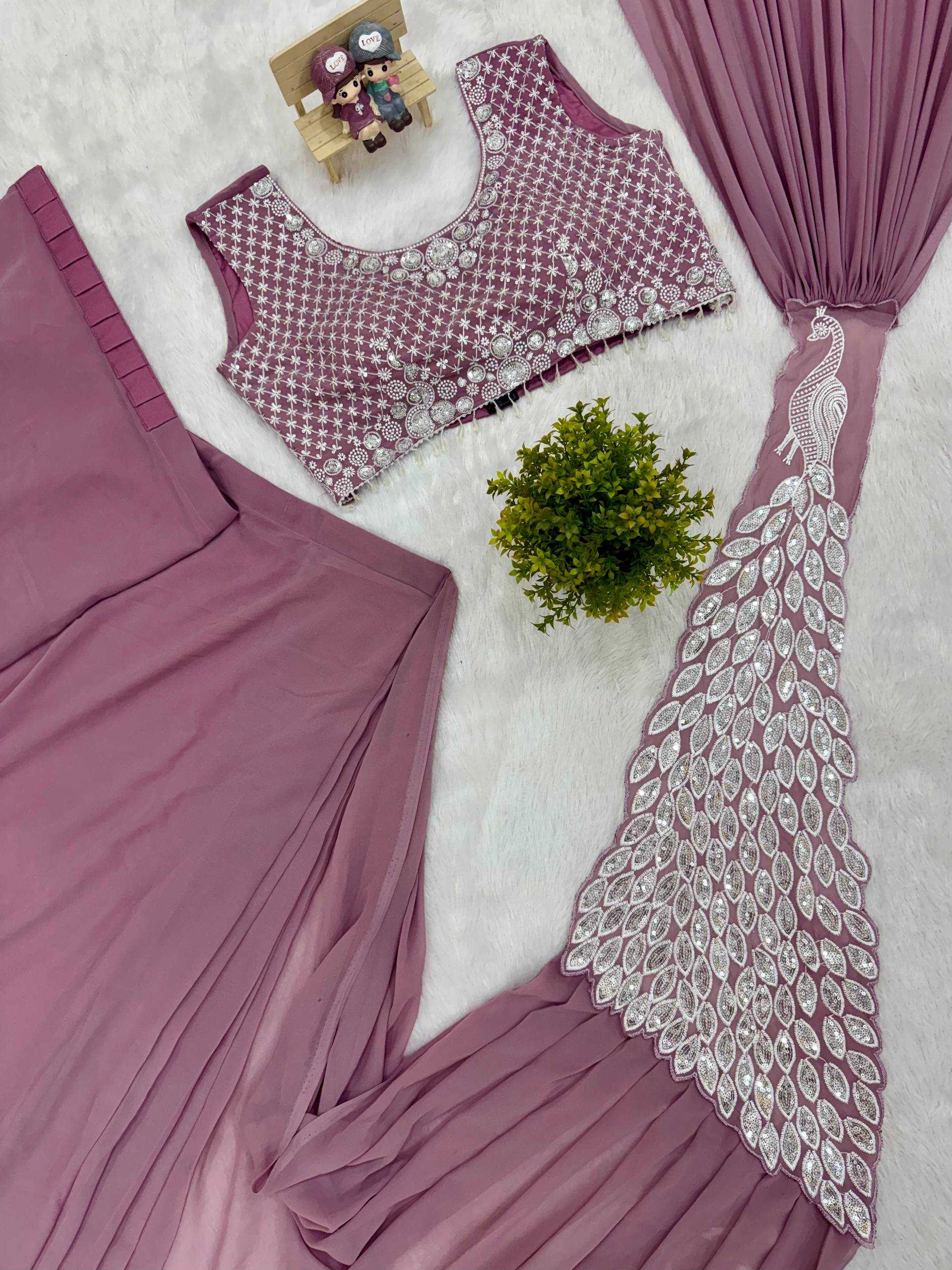 Ynf Faux Georgette RIN215 1165 Sarees Wholesale Ready To Wear Sarees Party Wear Sarees Modern Sarees Manufacturer- Kapda Export