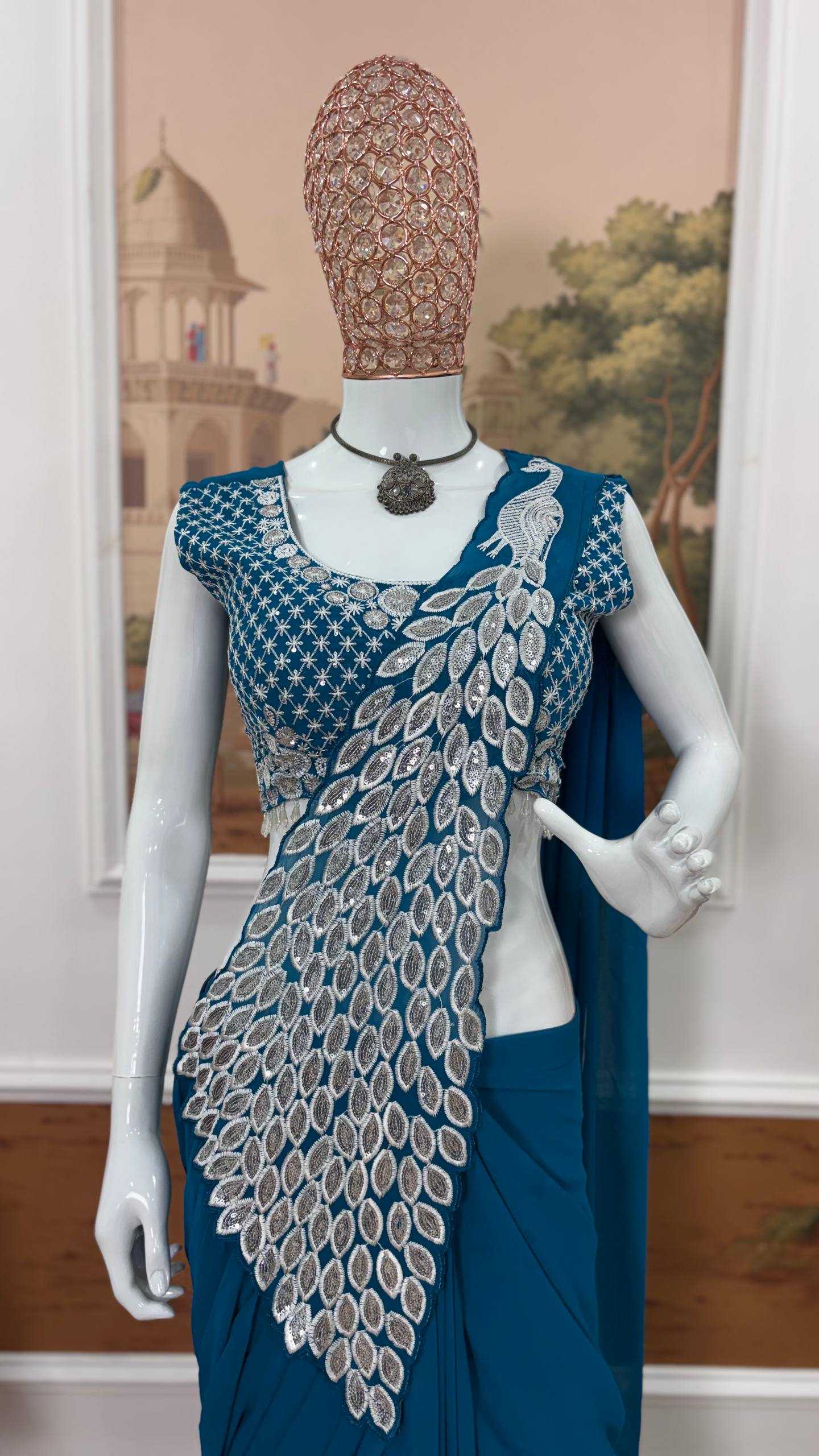 Ynf Faux Georgette RIN215 1165 Sarees Wholesale Ready To Wear Sarees Party Wear Sarees Modern Sarees Manufacturer- Kapda Export