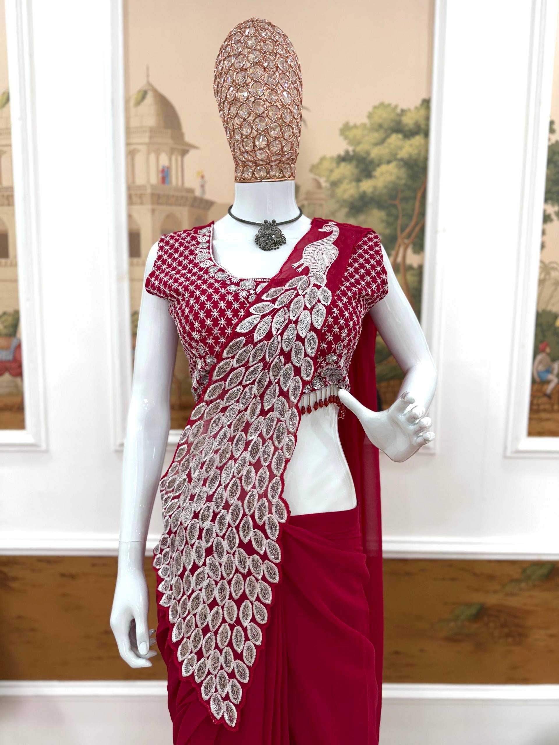 Ynf Faux Georgette RIN215 1165 Sarees Wholesale Ready To Wear Sarees Party Wear Sarees Modern Sarees Manufacturer- Kapda Export