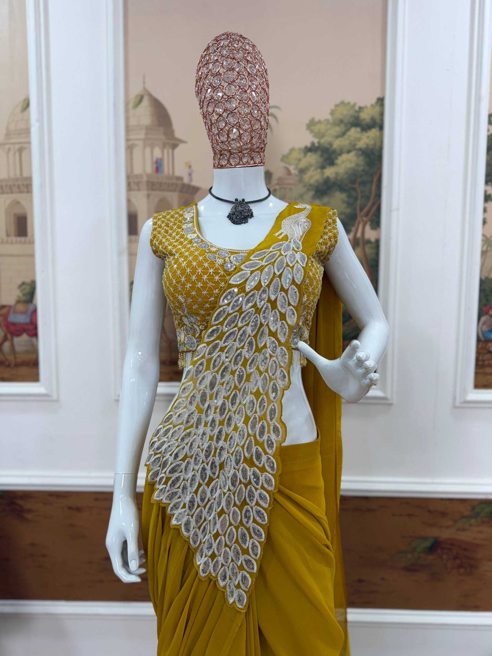 Ynf Faux Georgette RIN215 1165 Sarees Wholesale Ready To Wear Sarees Party Wear Sarees Modern Sarees Manufacturer- Kapda Export