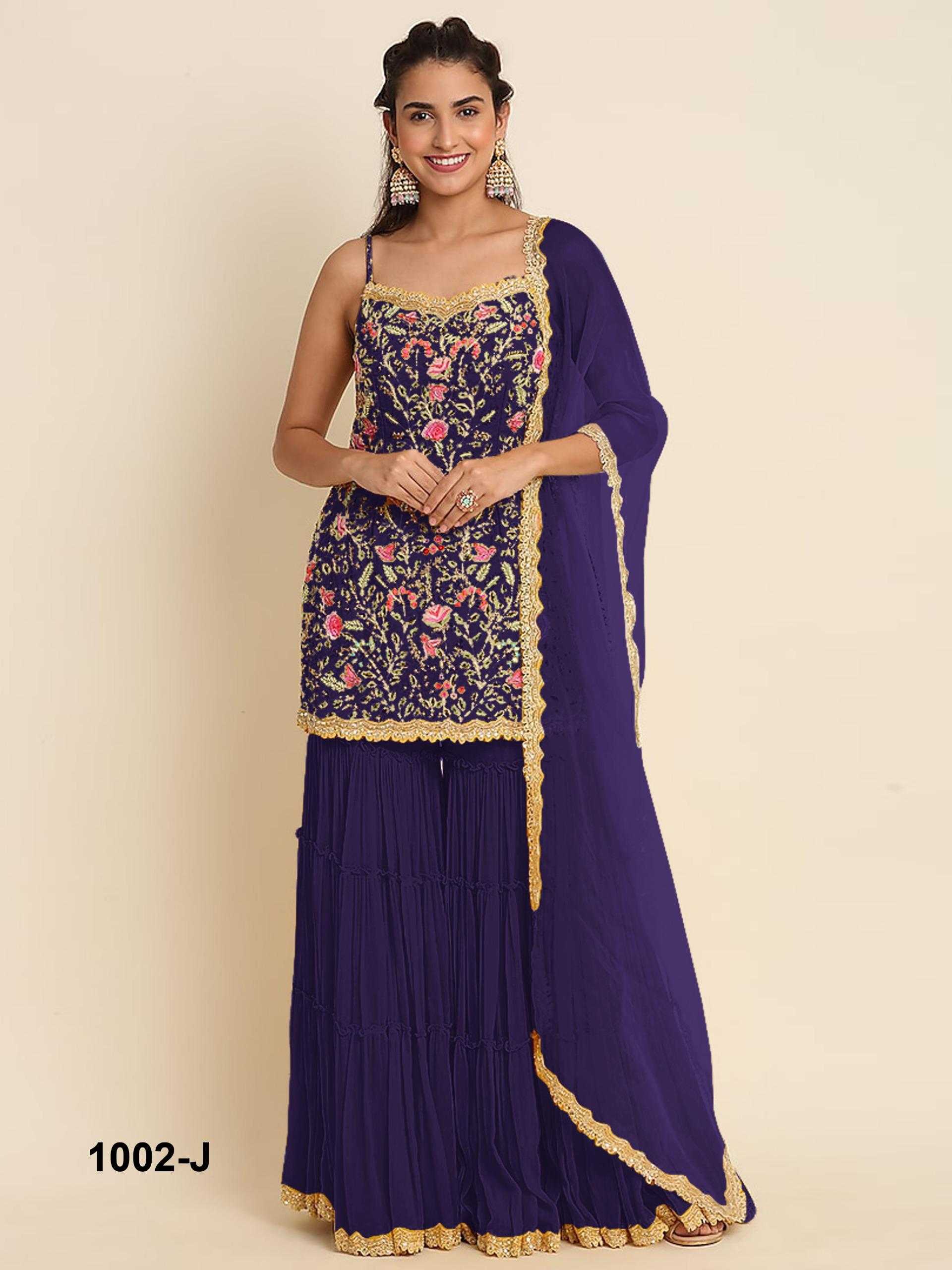 Ynf Faux Georgette RIN236 1002-J Suits & Dresses Festive Collections Wholesale Palazzo Suit Georgette Suit Embroidered Suits Manufacturer- Kapda Export