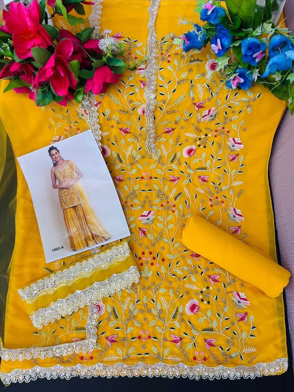 Ynf Faux Georgette RIN236 1002 Suits & Dresses Festive Collections Wholesale Unstitched Suits Palazzo Suit Suit Material Manufacturer- Kapda Export