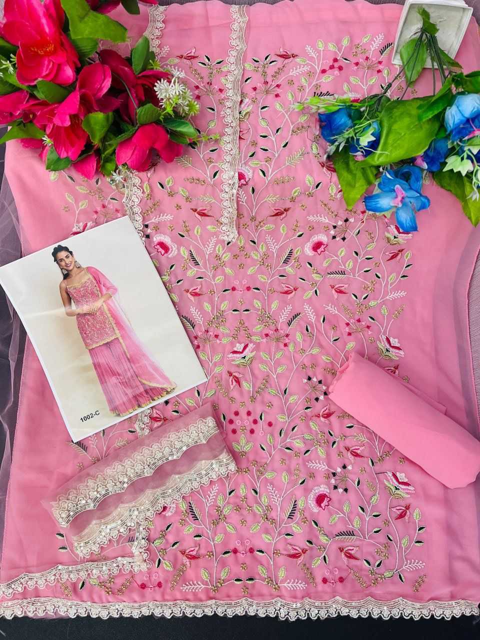 Ynf Faux Georgette RIN236 1002 Suits & Dresses Festive Collections Wholesale Unstitched Suits Palazzo Suit Suit Material Manufacturer- Kapda Export