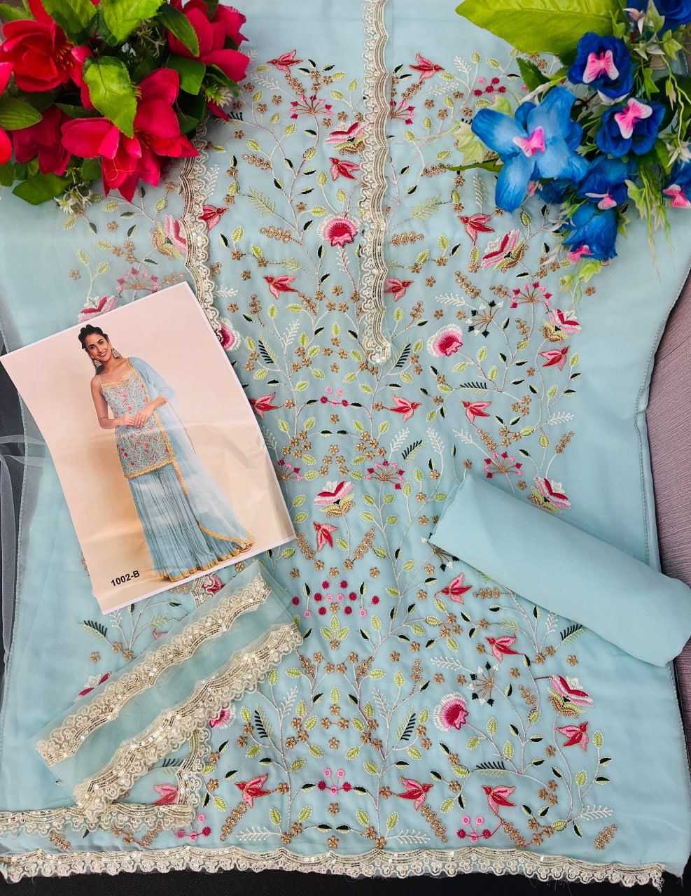 Ynf Faux Georgette RIN236 1002 Suits & Dresses Festive Collections Wholesale Unstitched Suits Palazzo Suit Suit Material Manufacturer- Kapda Export