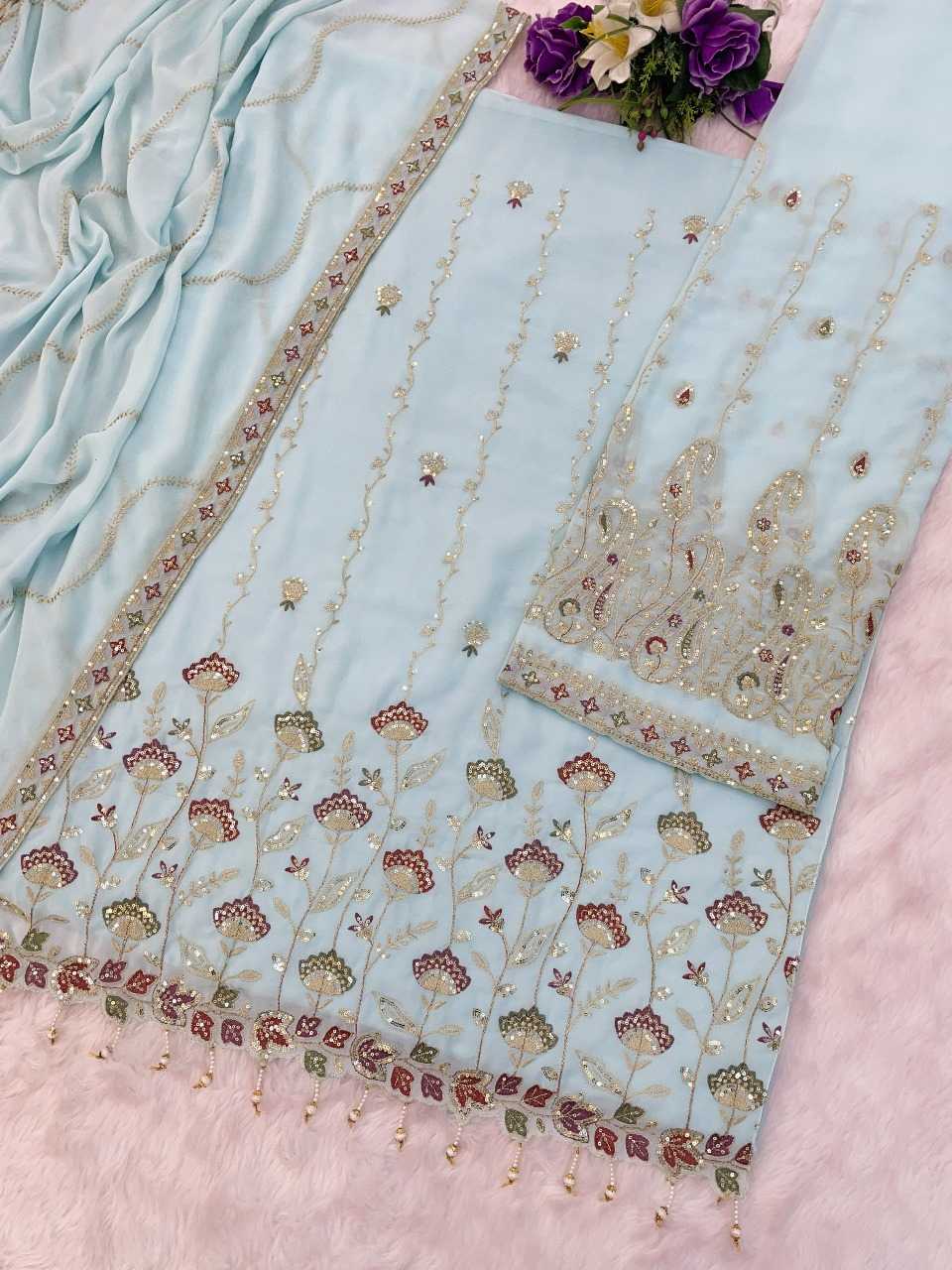 Ynf Faux Georgette RIN236 1315 Suits & Dresses Festive Collections Wholesale Unstitched Suits Georgette Suit Suit Material Manufacturer- Kapda Export