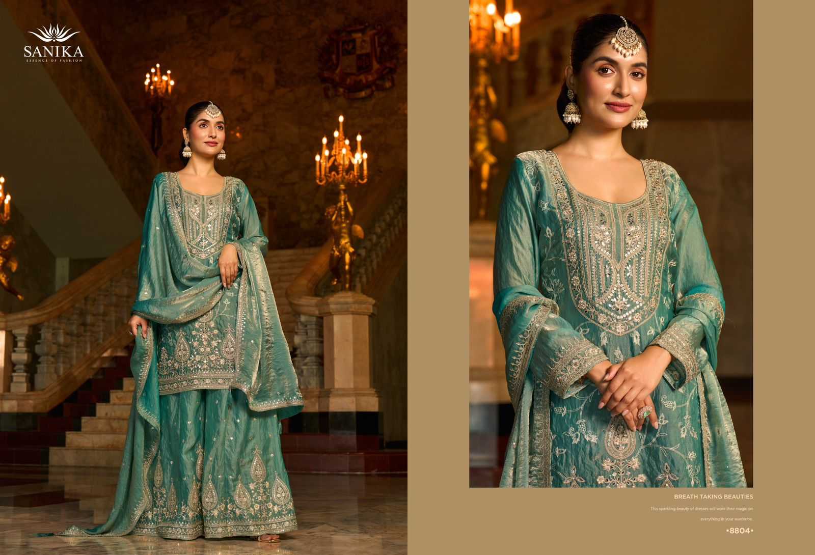 Ynf FENDY KESH530 SANIKA IKATRA Suits & Dresses Wholesale Palazzo Suit Embroidered Suits Handwork Suits Manufacturer- Kapda Export