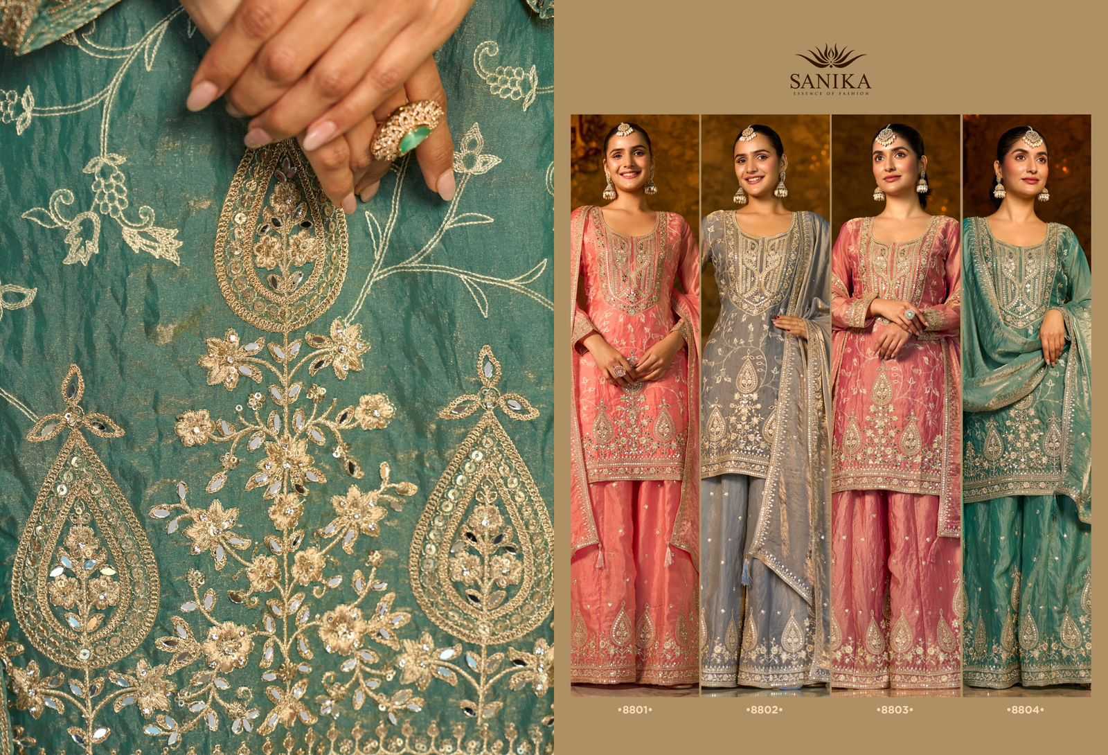 Ynf FENDY KESH530 SANIKA IKATRA Suits & Dresses Wholesale Palazzo Suit Embroidered Suits Handwork Suits Manufacturer- Kapda Export