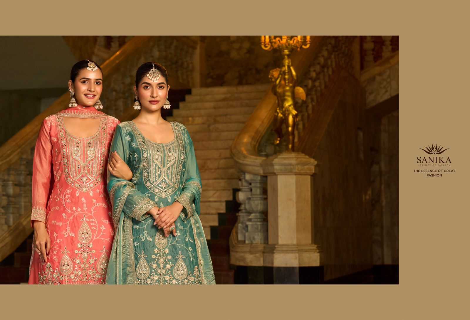 Ynf FENDY KESH530 SANIKA IKATRA Suits & Dresses Wholesale Palazzo Suit Embroidered Suits Handwork Suits Manufacturer- Kapda Export