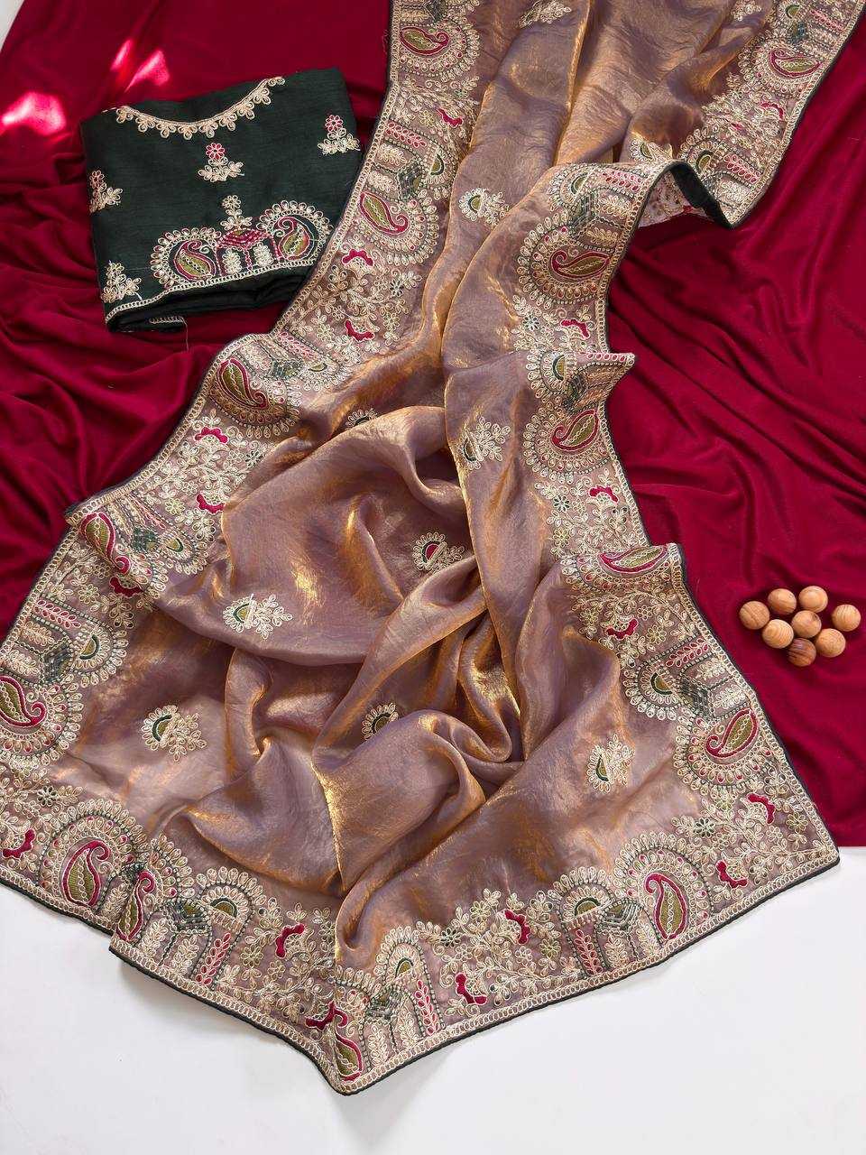 Ynf FENDY Sarees Wholesale Embroidered Sarees Traditional Sarees Golden Sarees Manufacturer- Kapda Export