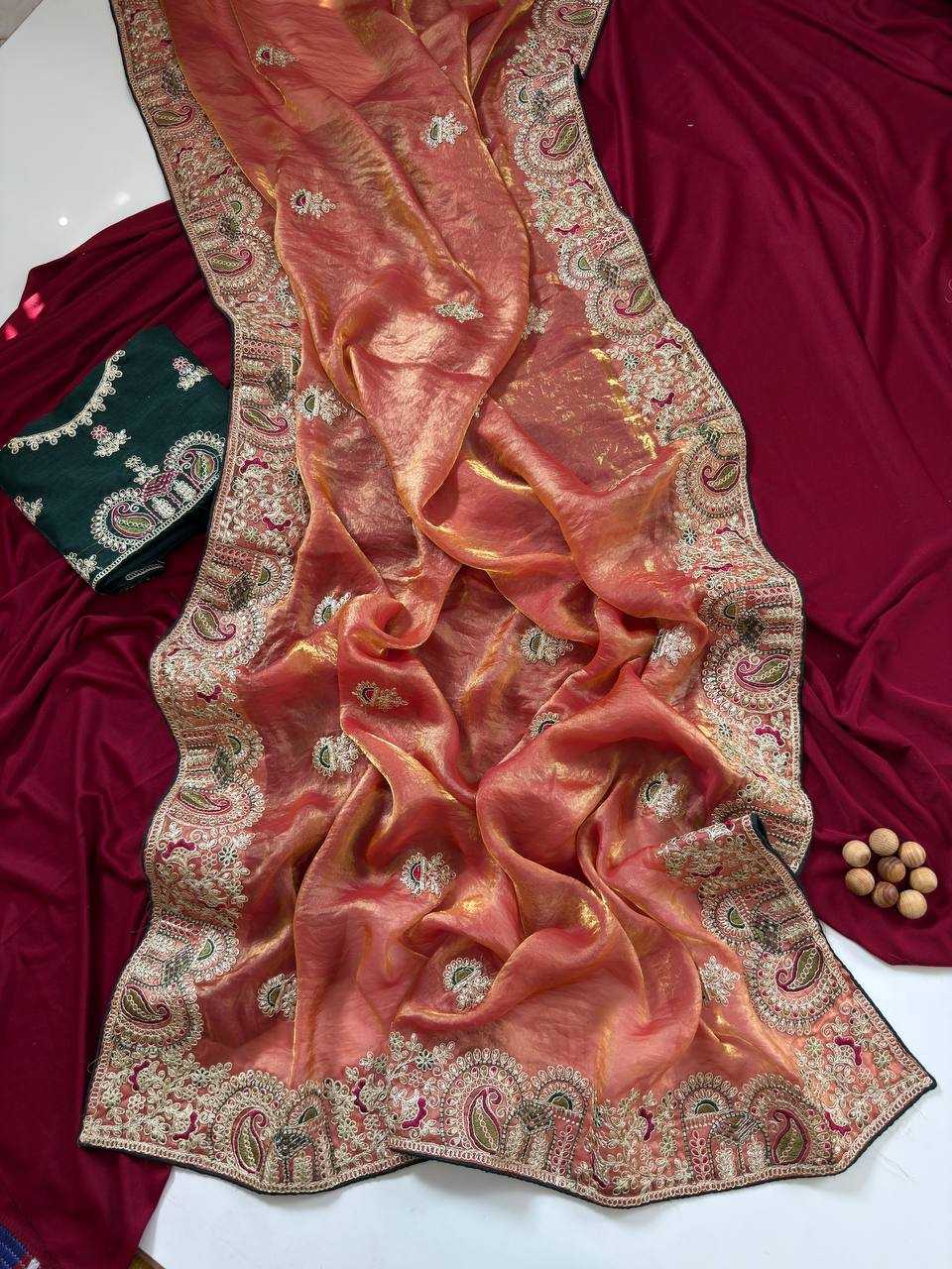 Ynf FENDY Sarees Wholesale Embroidered Sarees Traditional Sarees Golden Sarees Manufacturer- Kapda Export