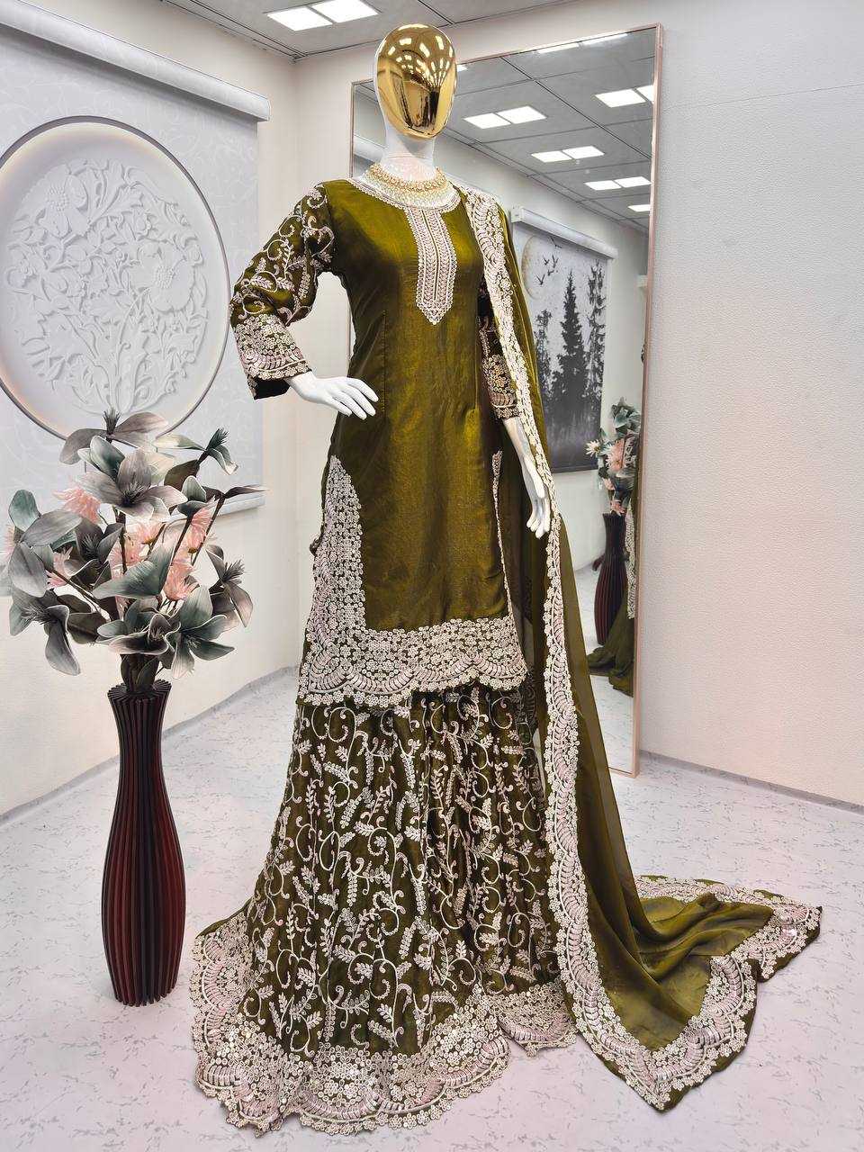 Ynf FENDY Silk KESH490 704 Suits & Dresses Wholesale Palazzo Suit Wedding Suits Embroidered Suits Manufacturer- Kapda Export