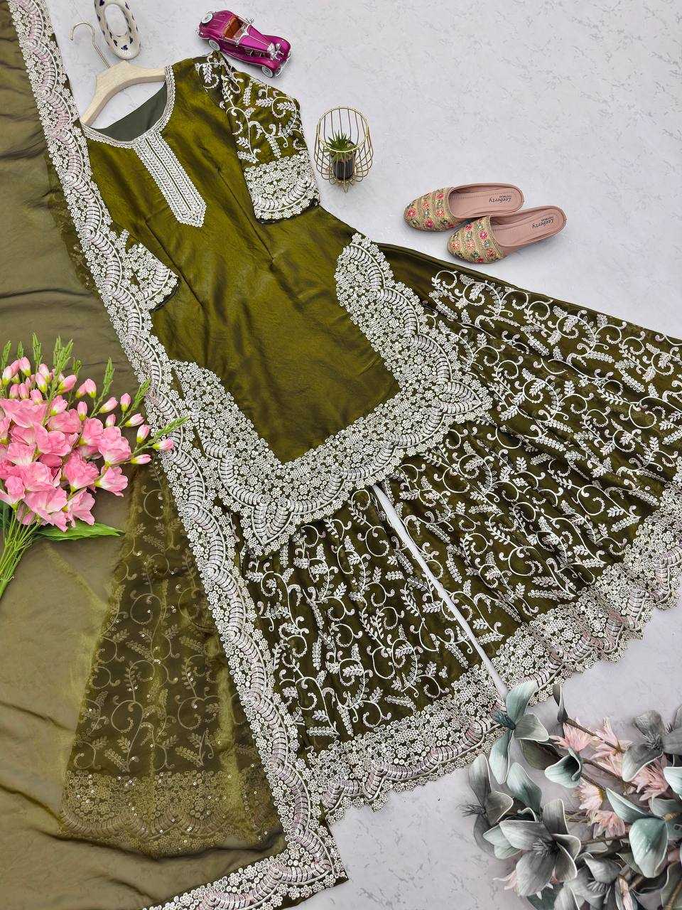 Ynf FENDY Silk KESH490 704 Suits & Dresses Wholesale Palazzo Suit Wedding Suits Embroidered Suits Manufacturer- Kapda Export