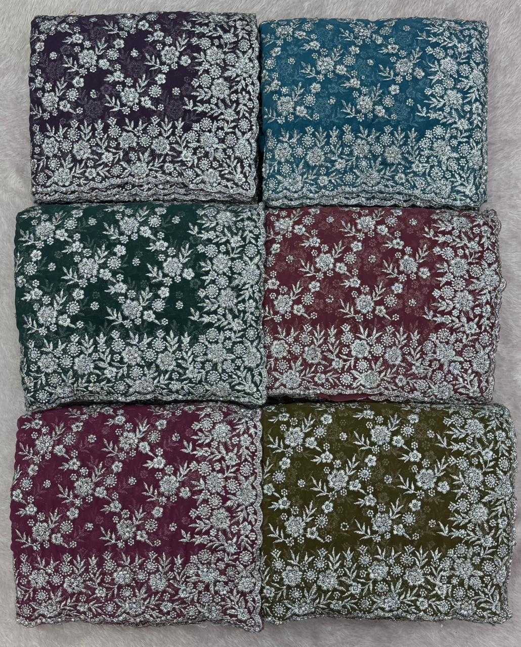 Ynf Georgette KESH114 SILVER-LIGHT Sarees Festive Collections Wholesale Georgette Sarees Stone Work Saree Zari Sarees Manufacturer- Kapda Export