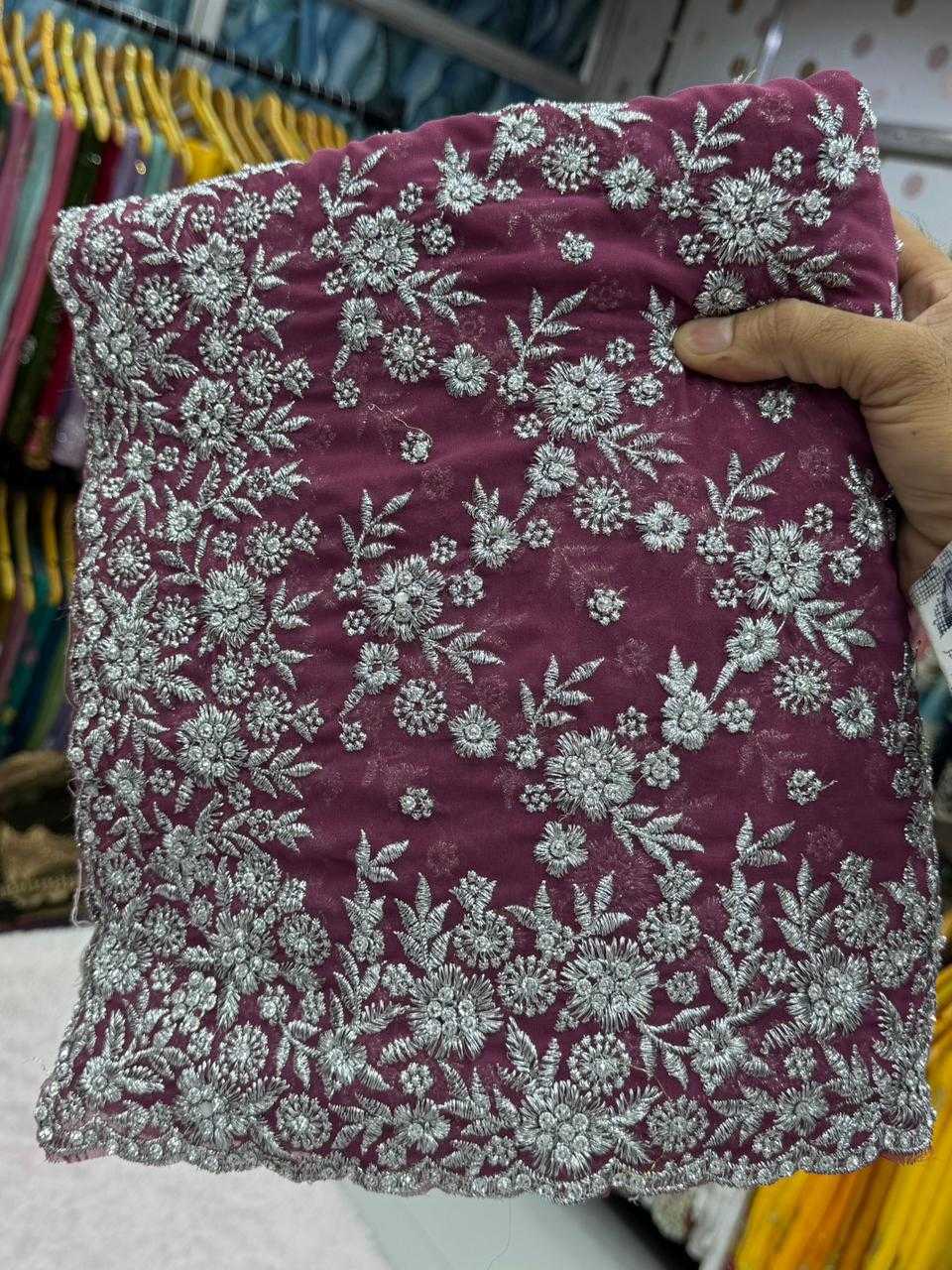 Ynf Georgette KESH114 SILVER-LIGHT Sarees Festive Collections Wholesale Georgette Sarees Stone Work Saree Zari Sarees Manufacturer- Kapda Export