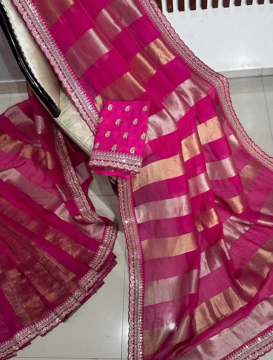 Ynf Georgette KESH484 104 Sarees Festive Collections Wholesale Georgette Sarees Tissue Silk Saree Zari Sarees Manufacturer- Kapda Export