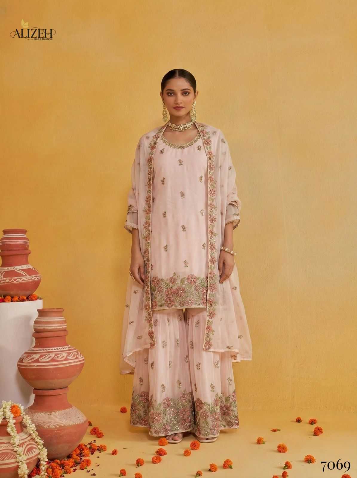 Ynf Georgette KESH530 ALIZEH 7066 Kurti Wholesale Festive Kurtis Georgette Kurti Embroidered Kurtis Manufacturer- Kapda Export