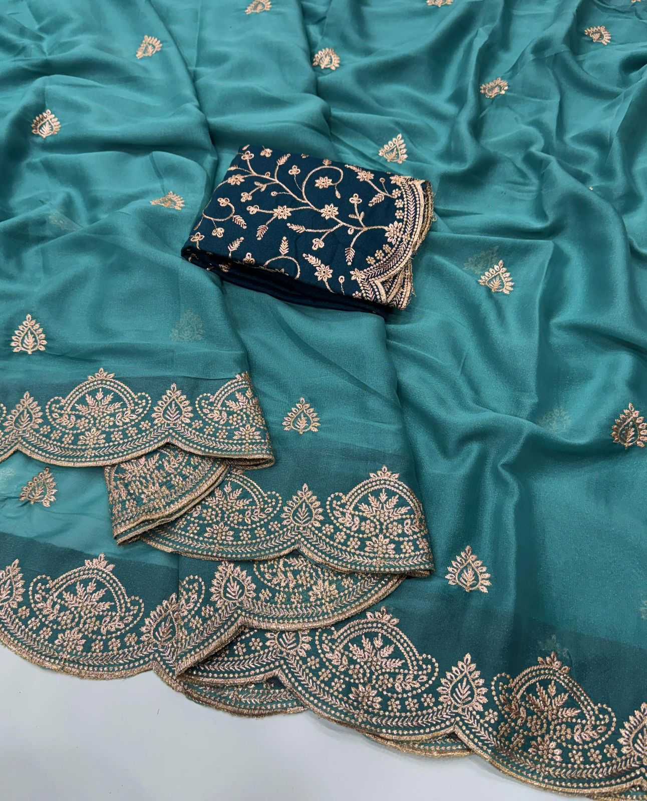 Ynf Georgette KESH547 184 Sarees Festive Collections Wholesale Georgette Sarees Embroidered Sarees Sarees With Blouse Manufacturer- Kapda Export