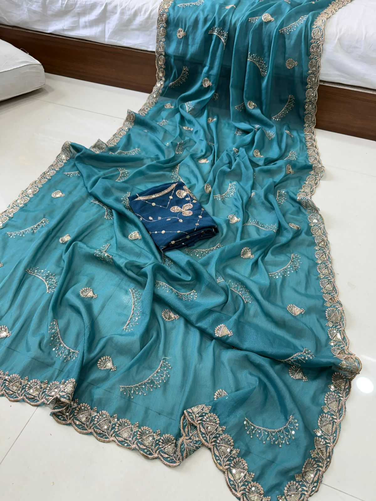 Ynf Georgette KESH547 186 Sarees Festive Collections Wholesale Georgette Sarees Embroidered Sarees Sarees With Blouse Manufacturer- Kapda Export