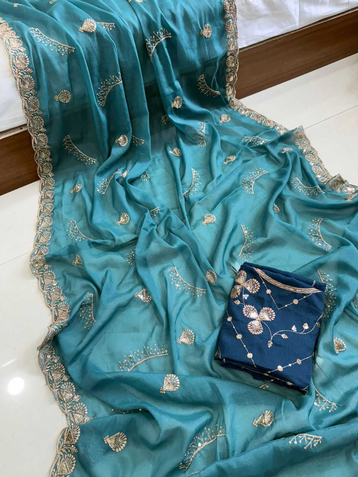 Ynf Georgette KESH547 186 Sarees Festive Collections Wholesale Georgette Sarees Embroidered Sarees Sarees With Blouse Manufacturer- Kapda Export